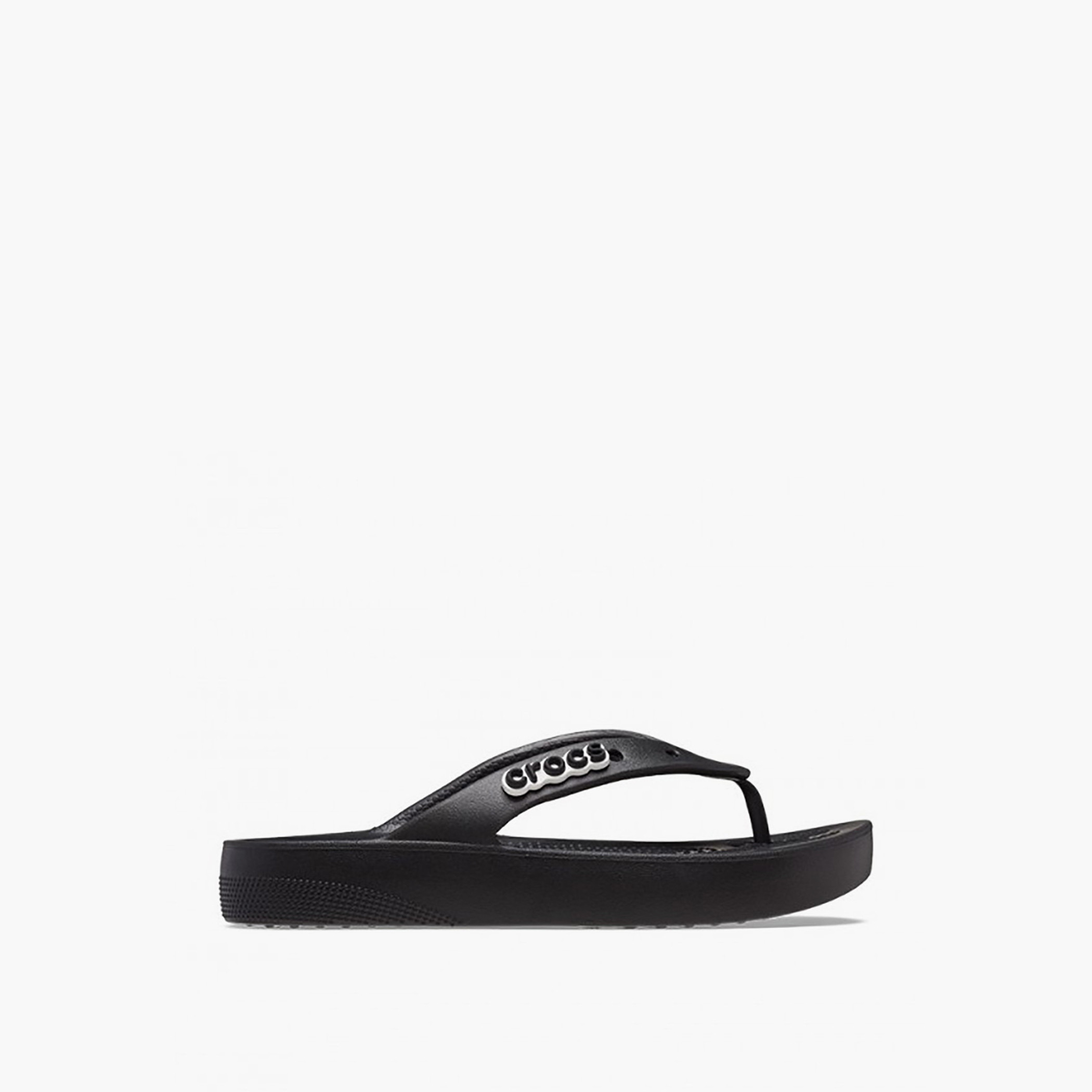 Crocs Unisex Black Classic Platform Logo Flip Flops-women-shoes-sandals-flats-image-4