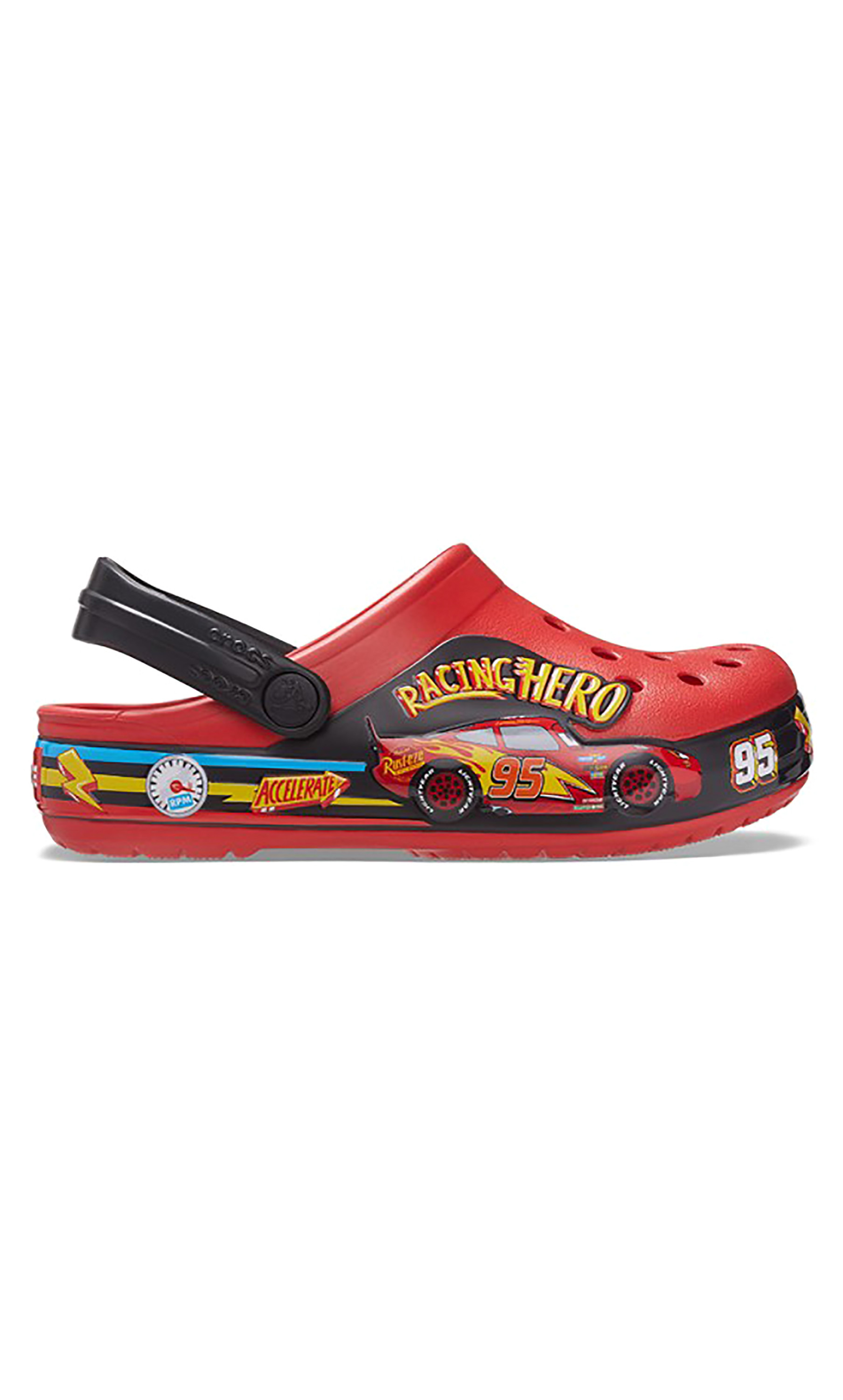 قباقيب كروكس للاطفال باللون الأحمر من كروكس ذات فتحات مع سوار أضواء فانلاب-boys-shoes-sandals-image-2