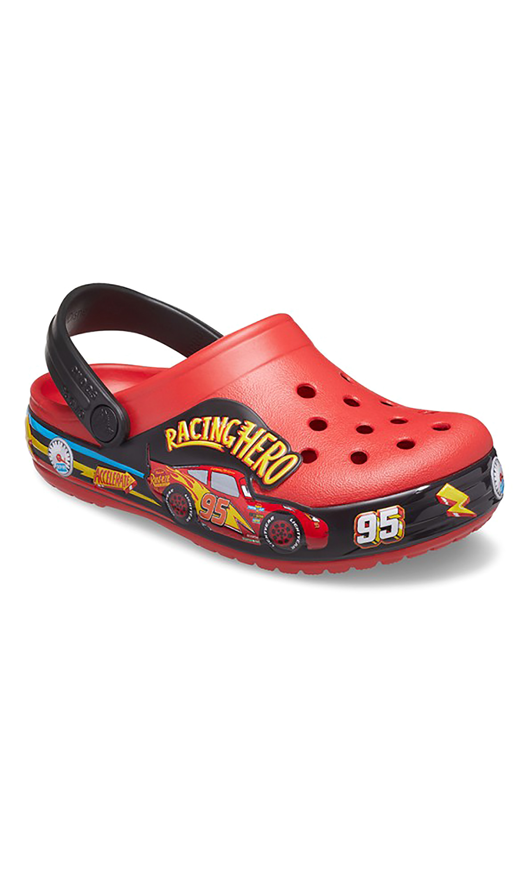 قباقيب كروكس للاطفال باللون الأحمر من كروكس ذات فتحات مع سوار أضواء فانلاب-boys-shoes-sandals-image-4