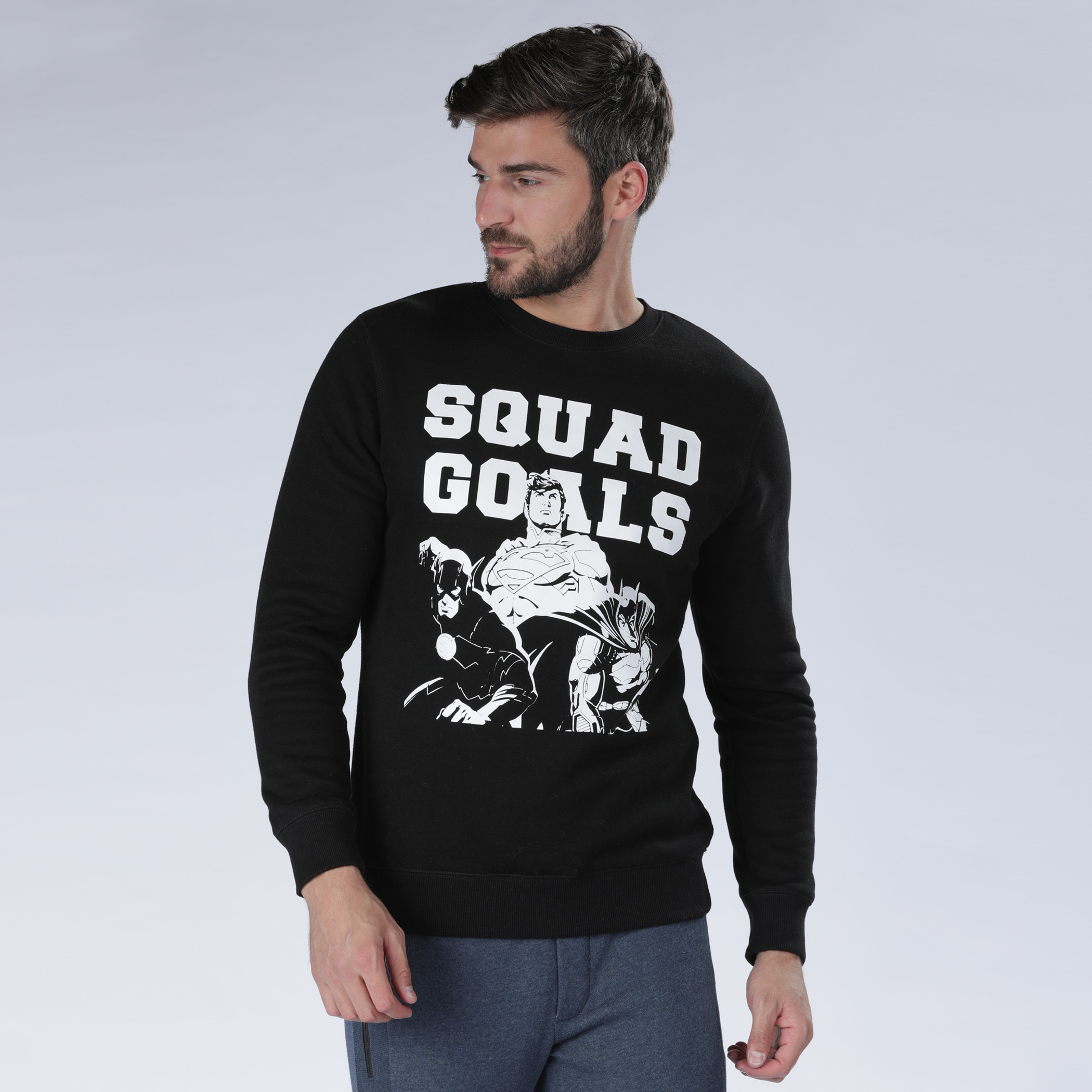سويت شيرت بياقة مستديرة وأكمام طويلة مع طبعات چاستيس ليج من آيكونيك-men-winterwear-hoodiesandsweatshirts-image-1