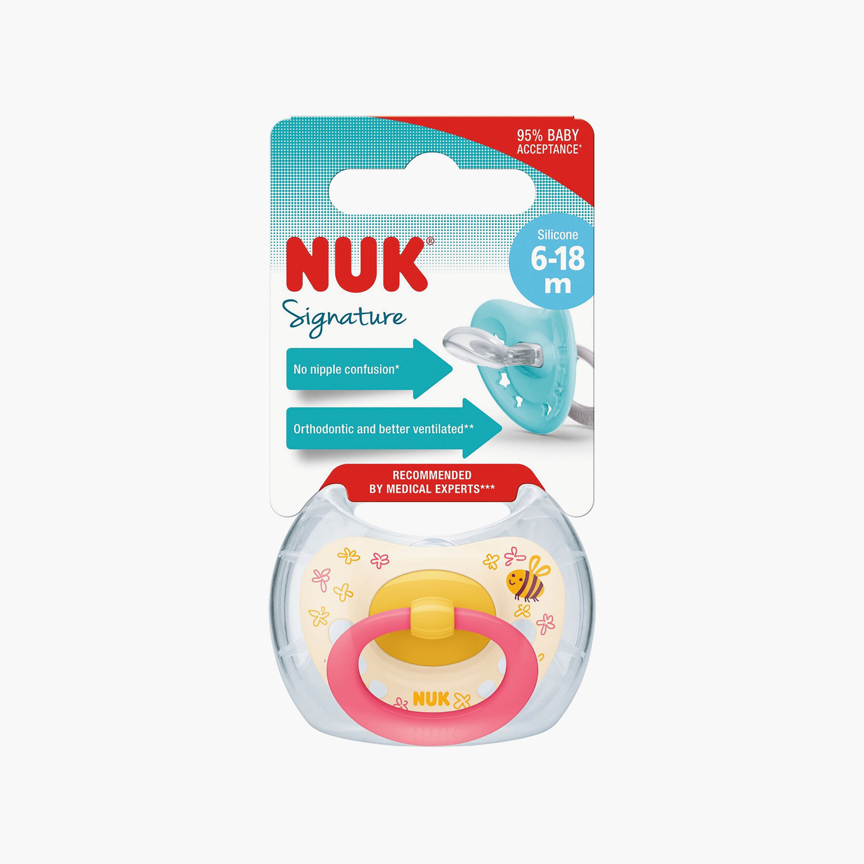 لهاية سيليكون سيجنتشر خالية من BPA من نوك - أصفر ووردي-baby-feeding-pacifiers-image-2