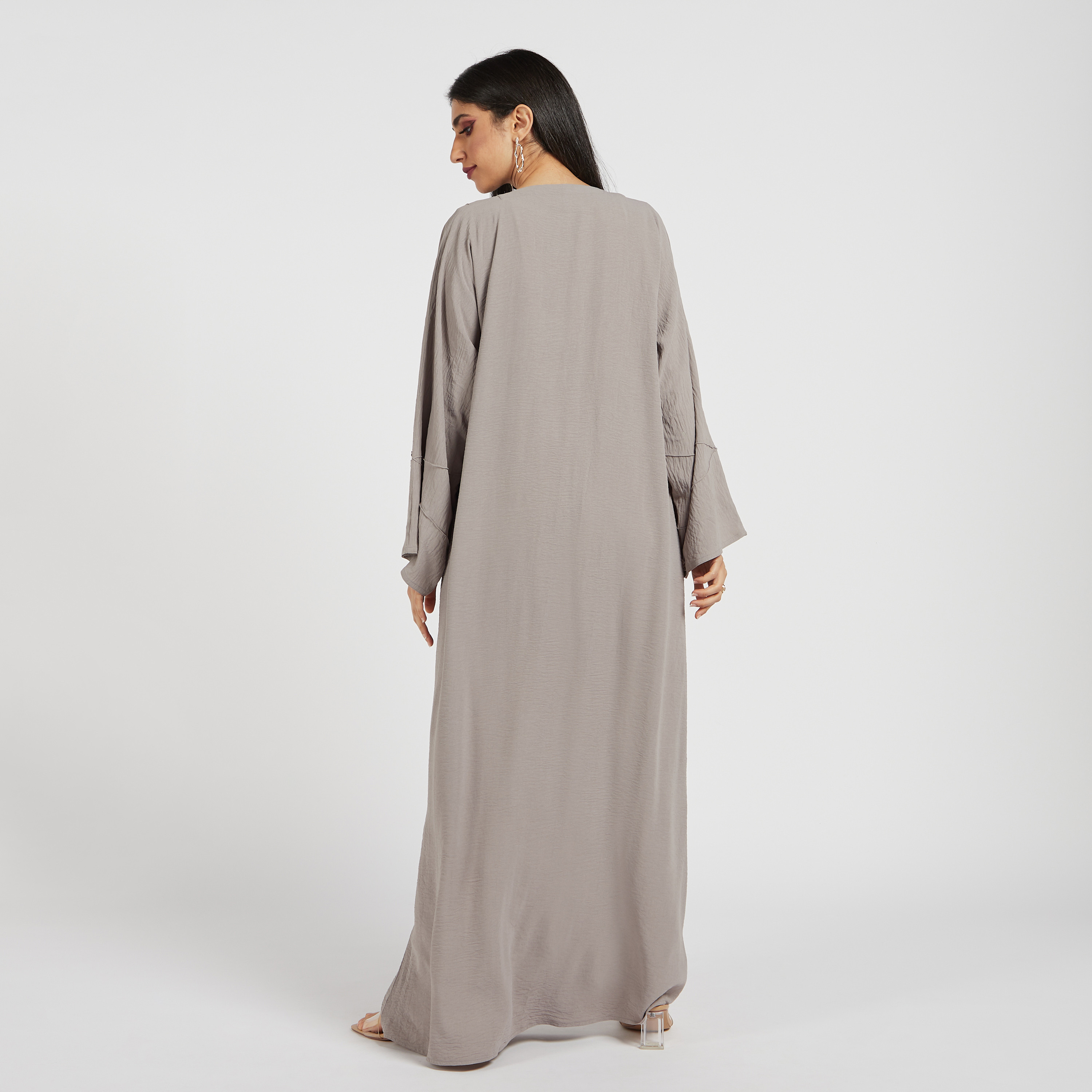 KAPDA Textured Abaya with V-neck and Hijab-women-arabicclothing-abayas-image-4