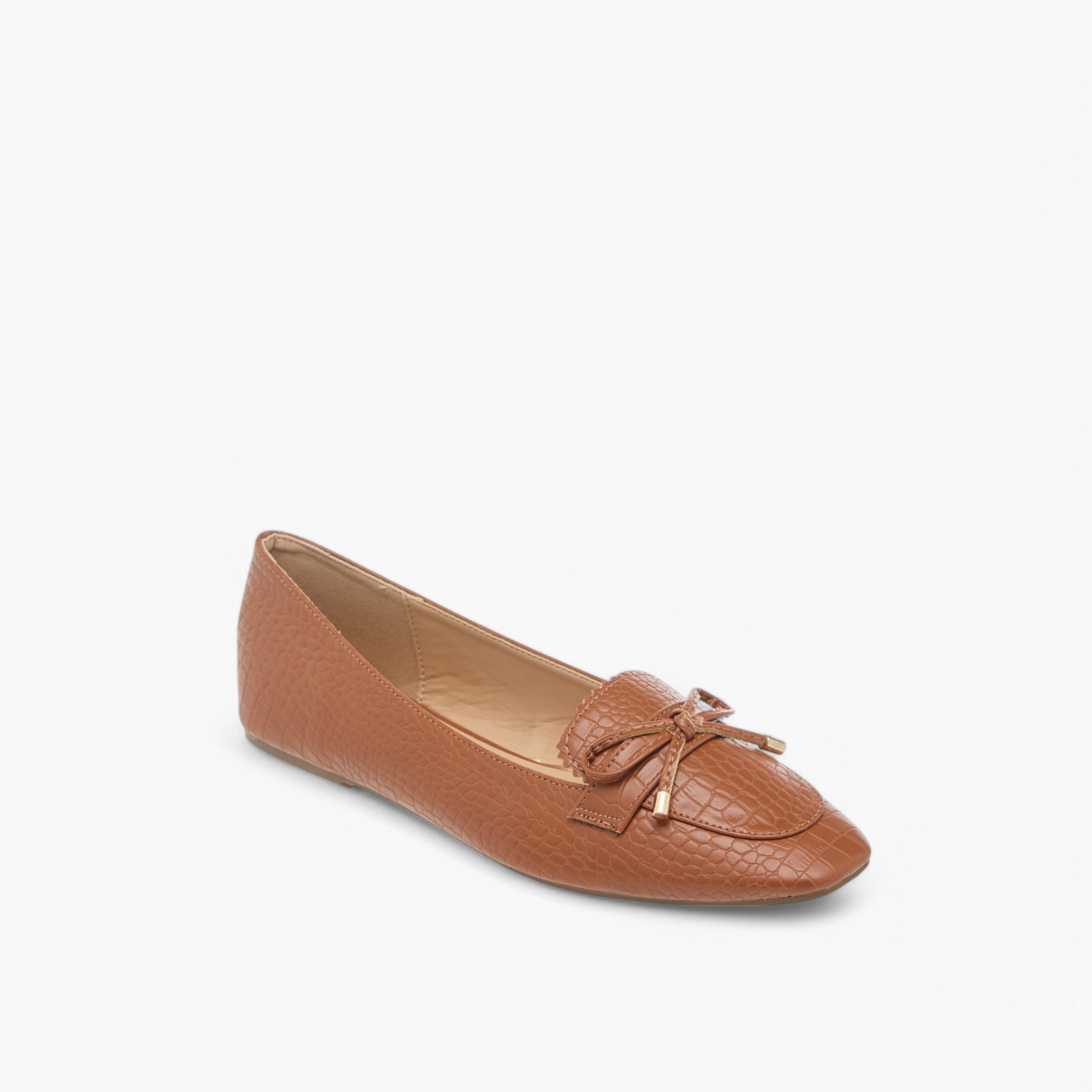 Celeste Women's Bow Textured Slip-On Square Toe Ballerina Shoes-women-shoes-ballerinas-image-2