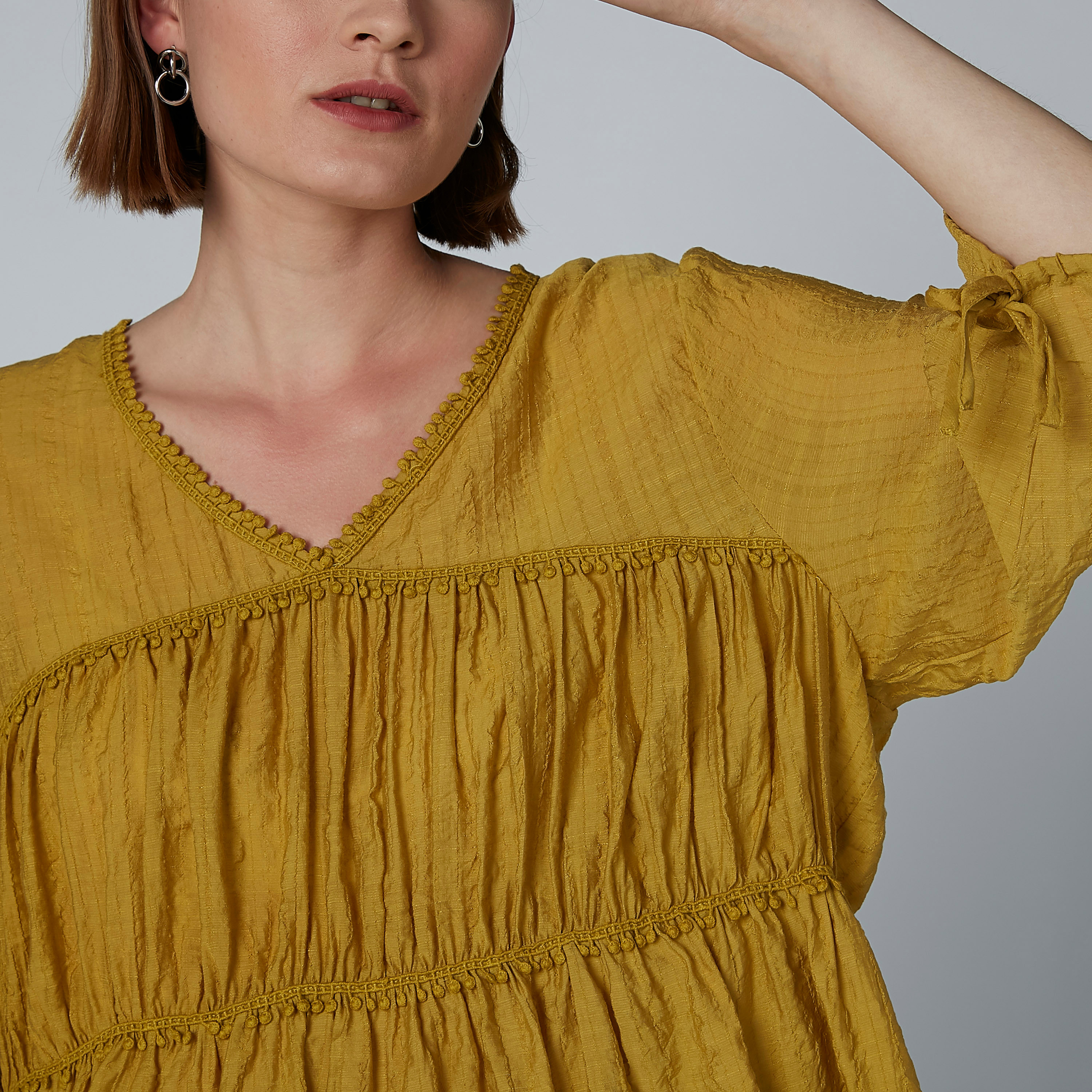 Iconic Pom-Pom Detail Top with V-neck-women-clothing-shirtsandblouses-blouses-image-2
