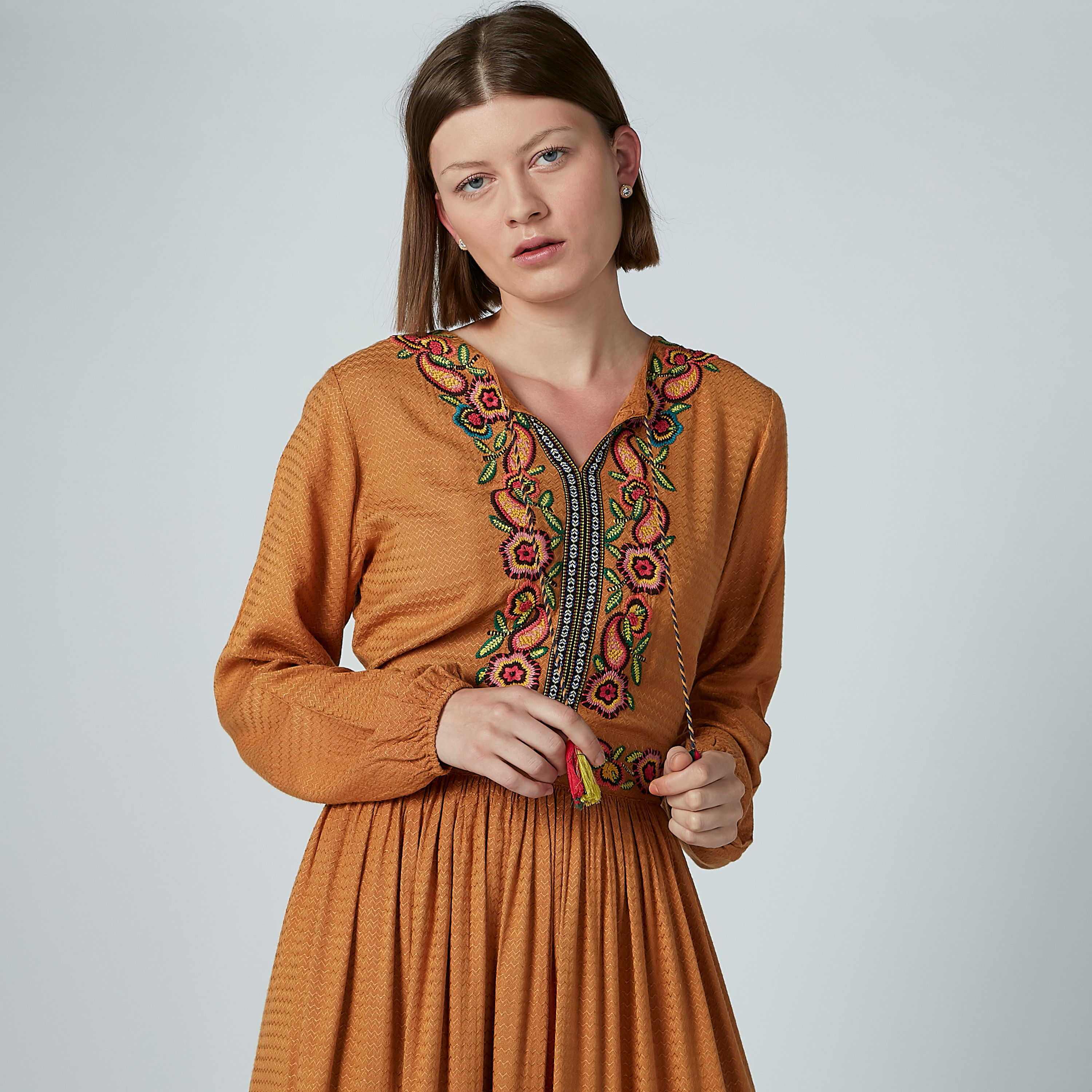 Iconic Embroidered A-Line Maxi Dress with Long Sleeves-women-clothing-dresses-image-4