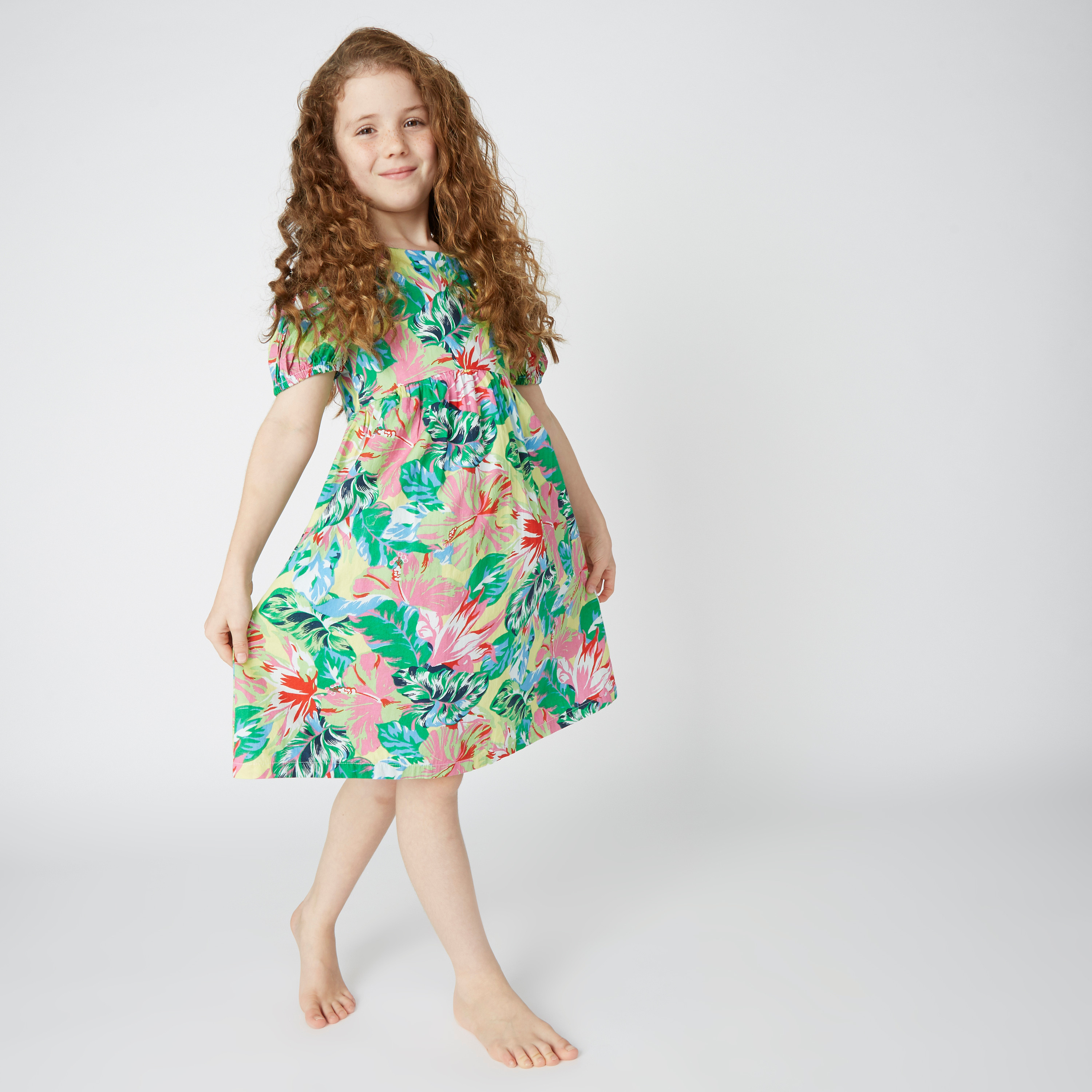 Iconic Floral Printed Dress with Round Neck and Short Sleeves-others-image-2