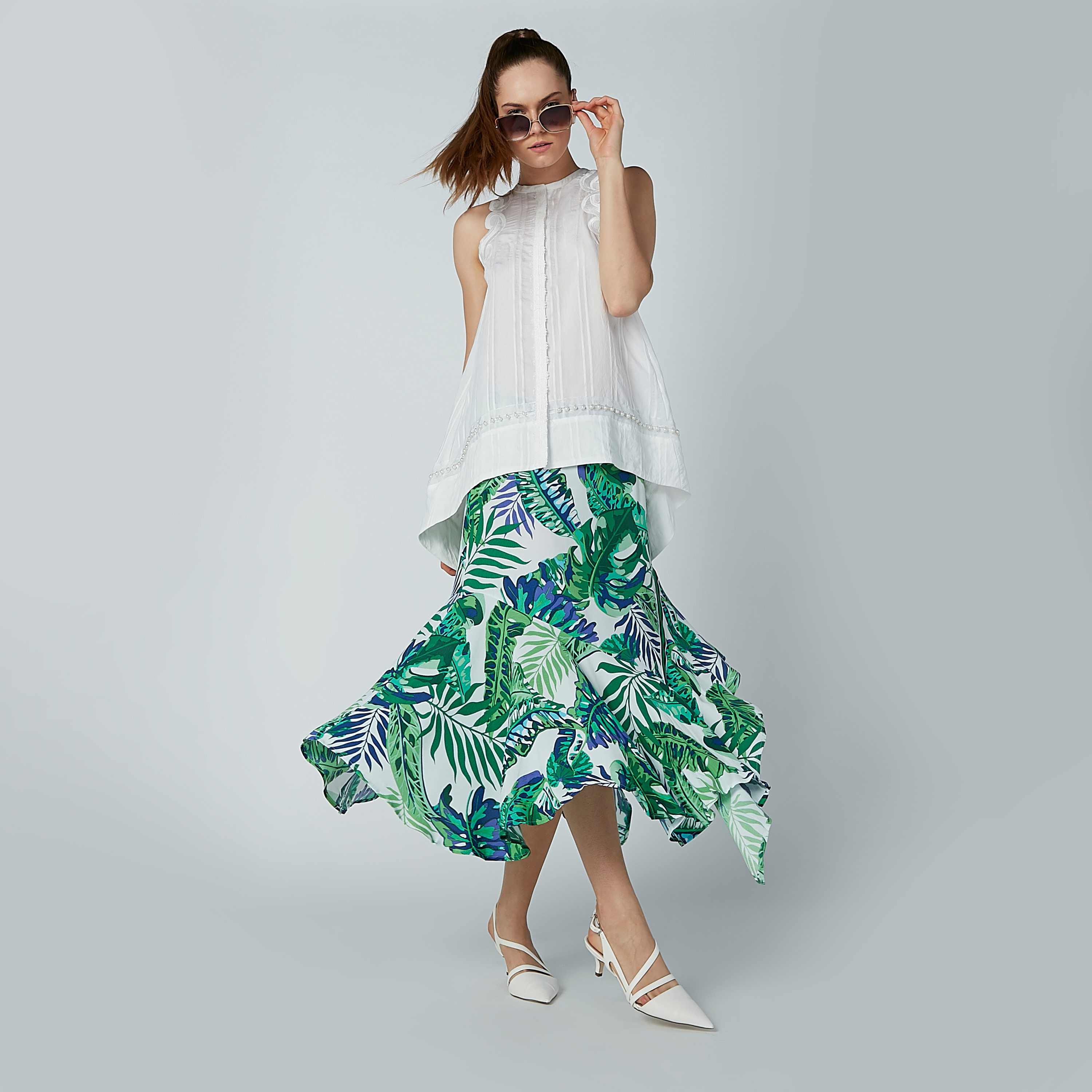 Iconic Floral Printed Midi Skirt with Asymmetric Hem-women-clothing-bottoms-skirts-image-1