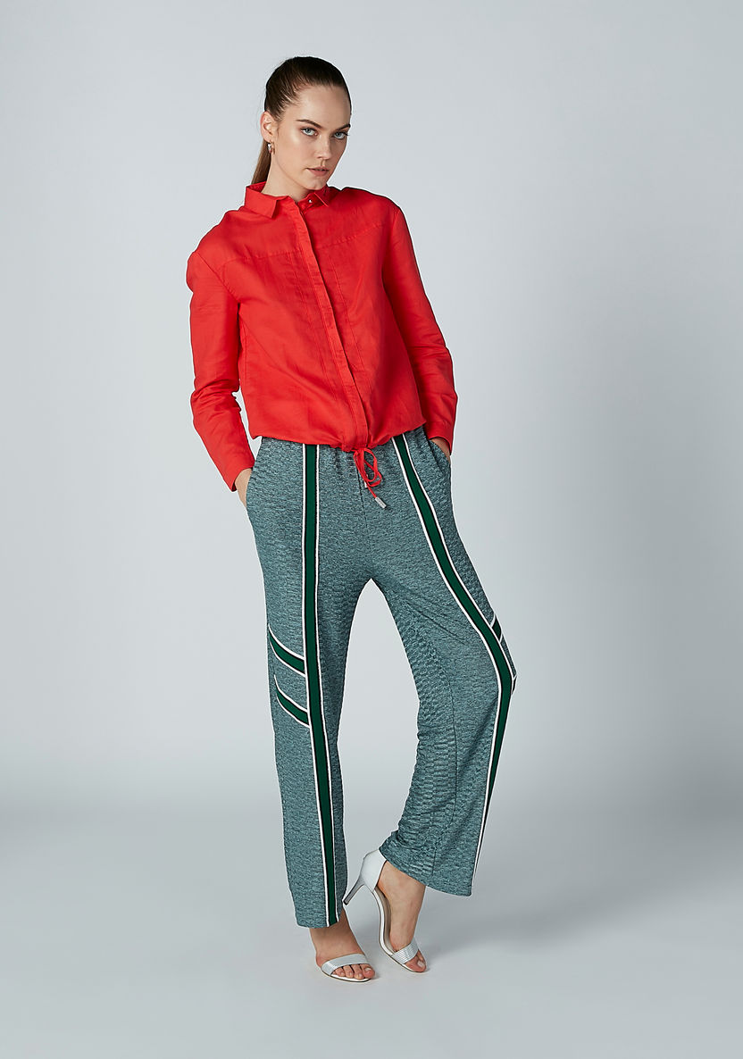 Iconic Printed Palazzo Pants with Tape and Pocket Detail-Pants-image-1