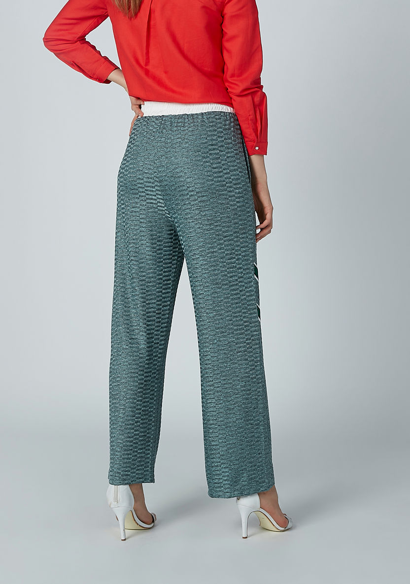 Iconic Printed Palazzo Pants with Tape and Pocket Detail-Pants-image-2