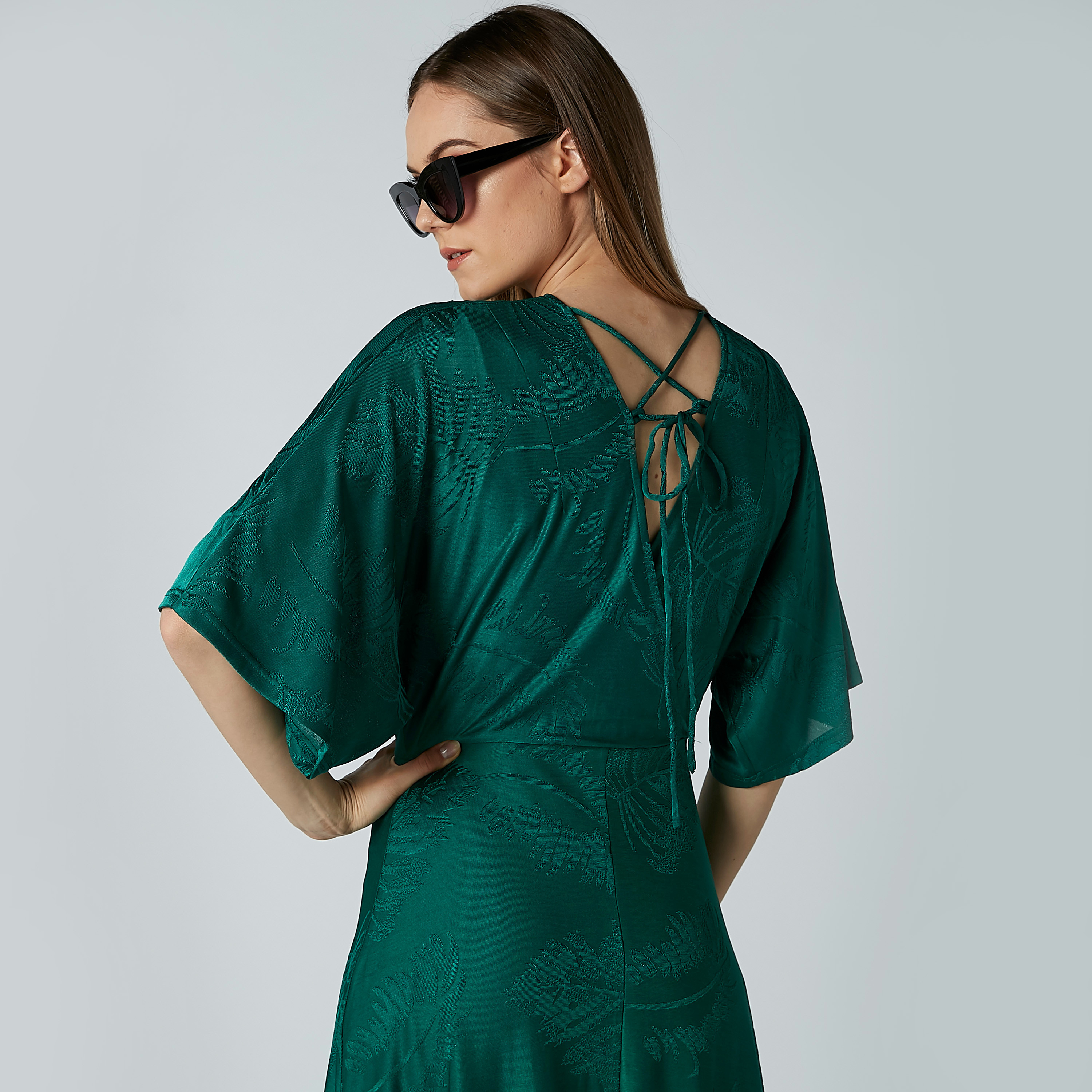 Iconic Textured A-Line Maxi Dress with Flared Sleeves-women-clothing-dresses-image-1