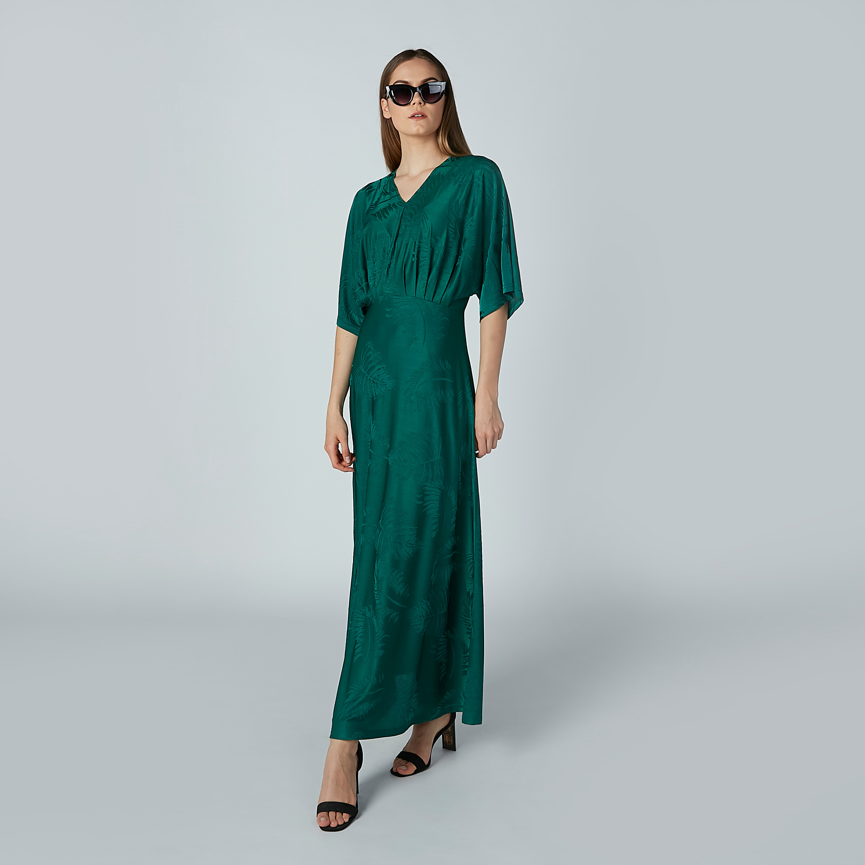 Iconic Textured A-Line Maxi Dress with Flared Sleeves-women-clothing-dresses-image-4