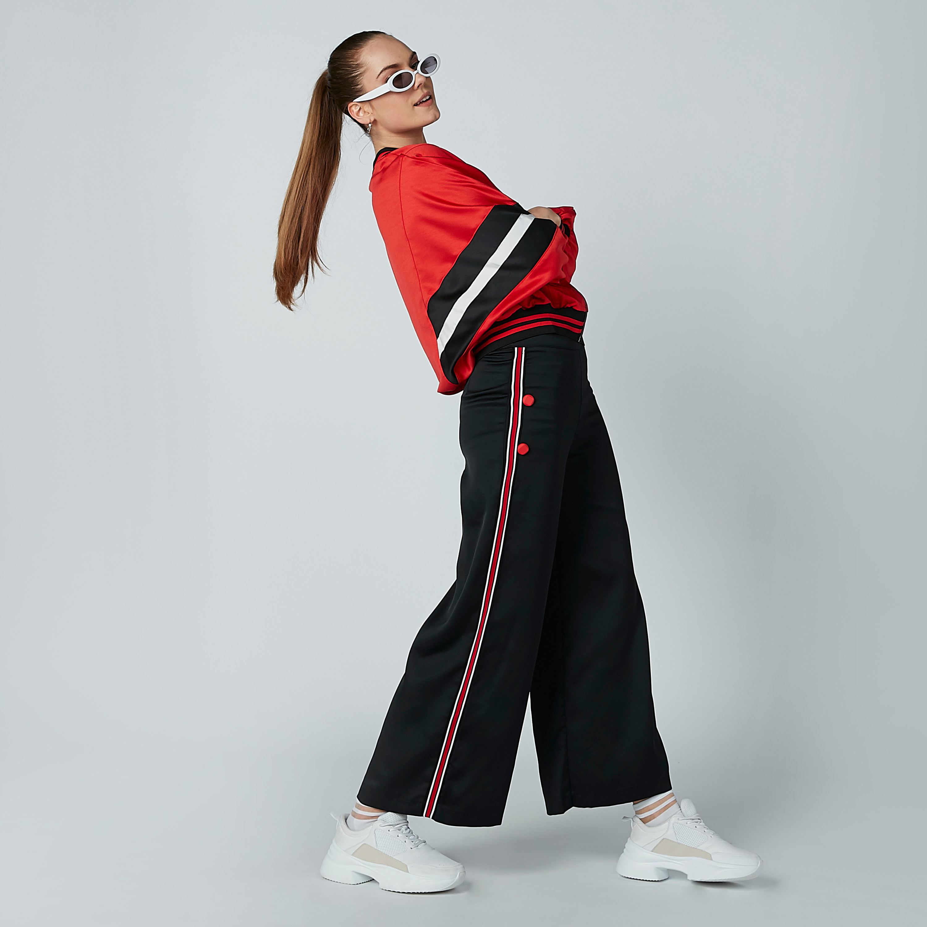 Iconic Wide Fit Palazzo Pants with Tape and Button Detail-women-clothing-bottoms-trousers-image-1