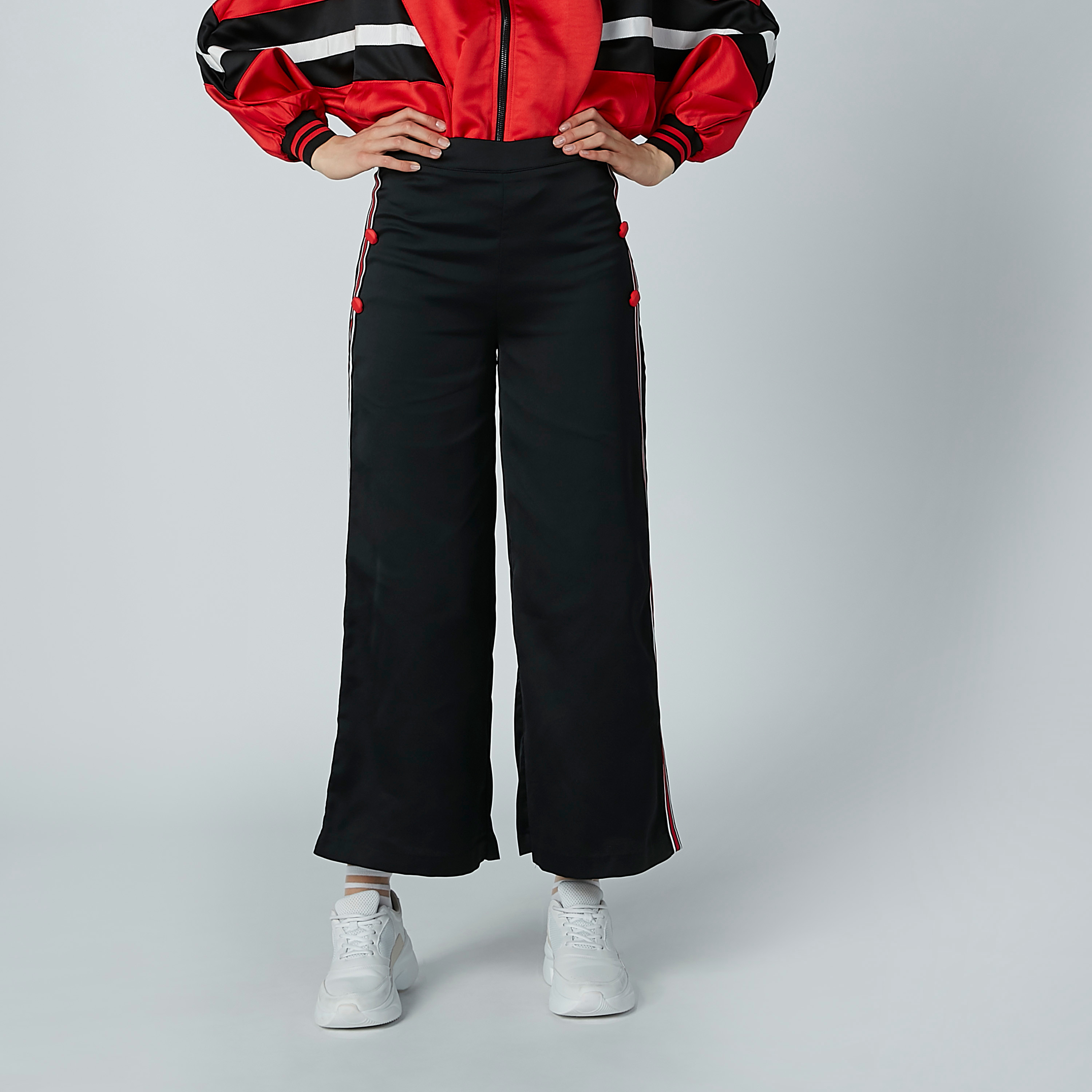 Iconic Wide Fit Palazzo Pants with Tape and Button Detail-women-clothing-bottoms-trousers-image-2