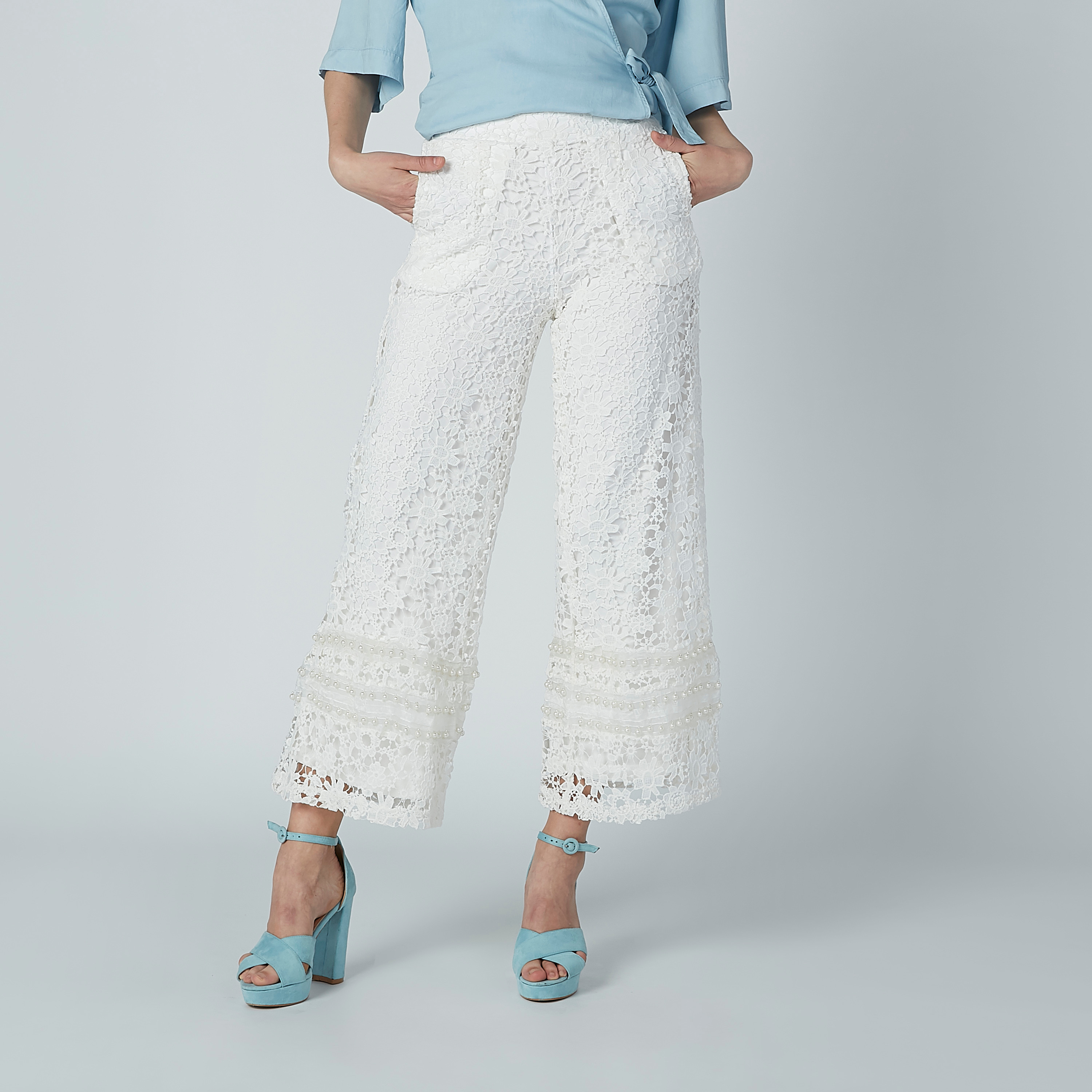 white lace palazzo pants