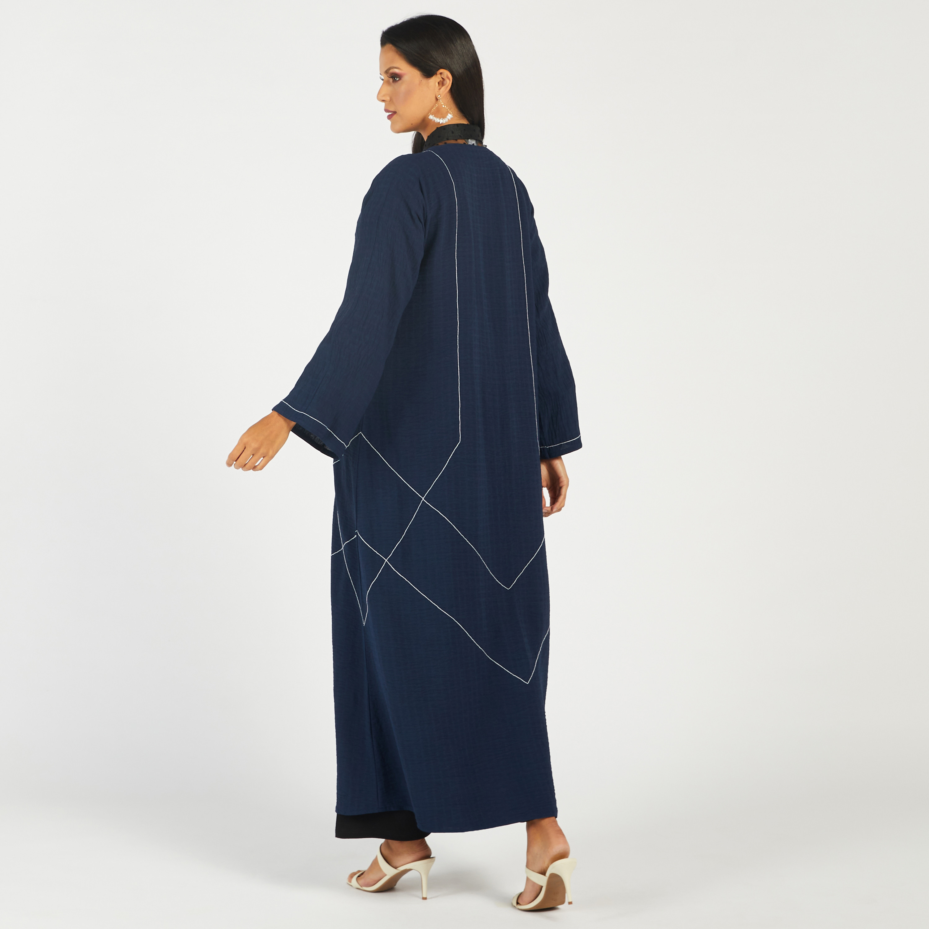 KAPDA Textured Abaya with V-neck and Hijab-women-arabicclothing-abayas-image-5