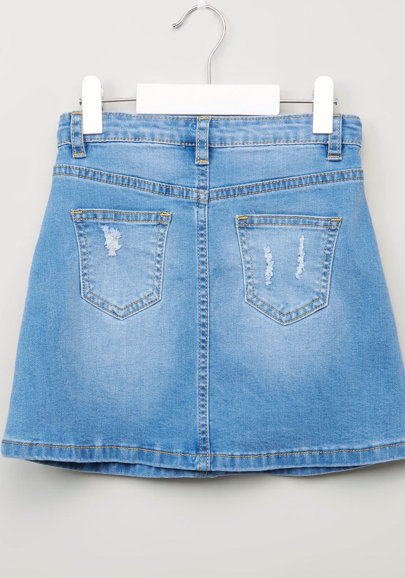 Iconic Embellished Denim Skirt with Pocket Detail-Skirts-image-2