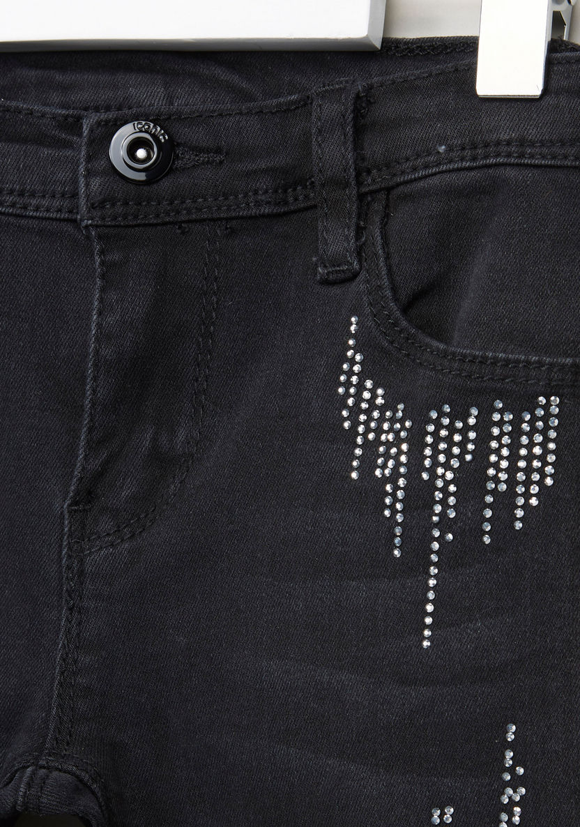 Iconic Full Length Jeans with Embellishments and Pocket Detail-Jeans and Jeggings-image-1