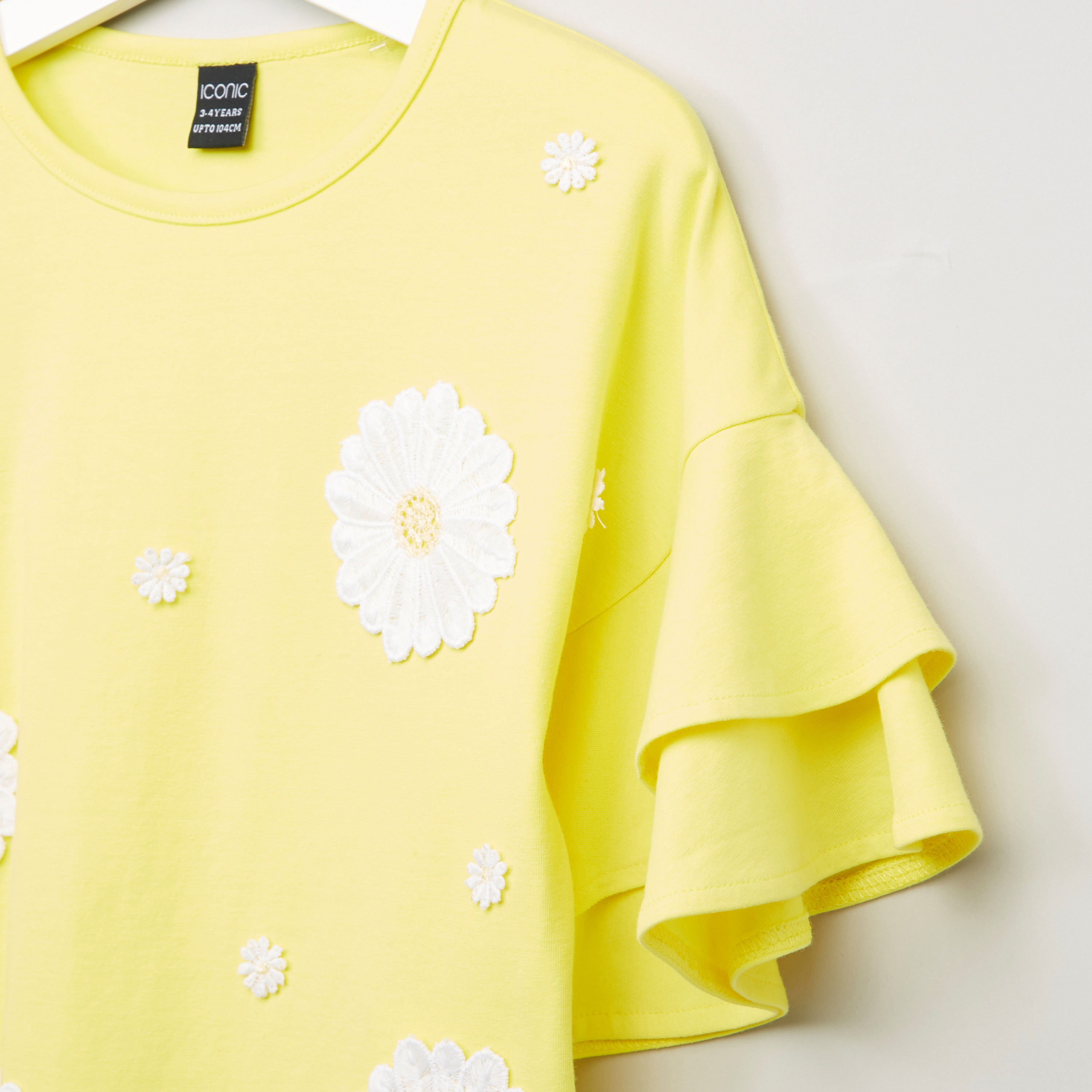 Iconic Floral Applique Detail Top with Layered Sleeves-girls-clothing-blousesandshirts-image-2