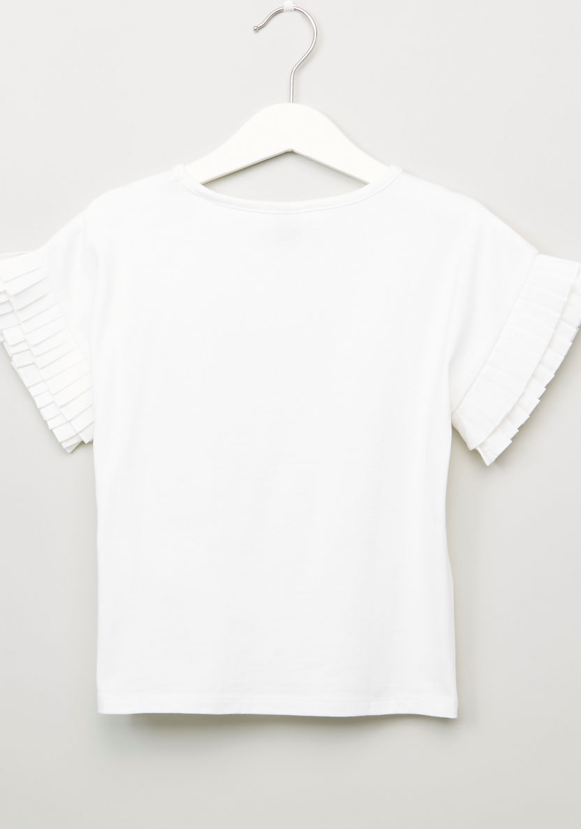 Iconic Graphic Printed Top with Frill and Stud Detail-T Shirts-image-2