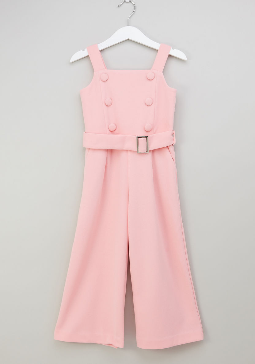 Iconic Solid Jumpsuit with Button Detail and Zip Closure-Rompers%2C Dungarees and Jumpsuits-image-0