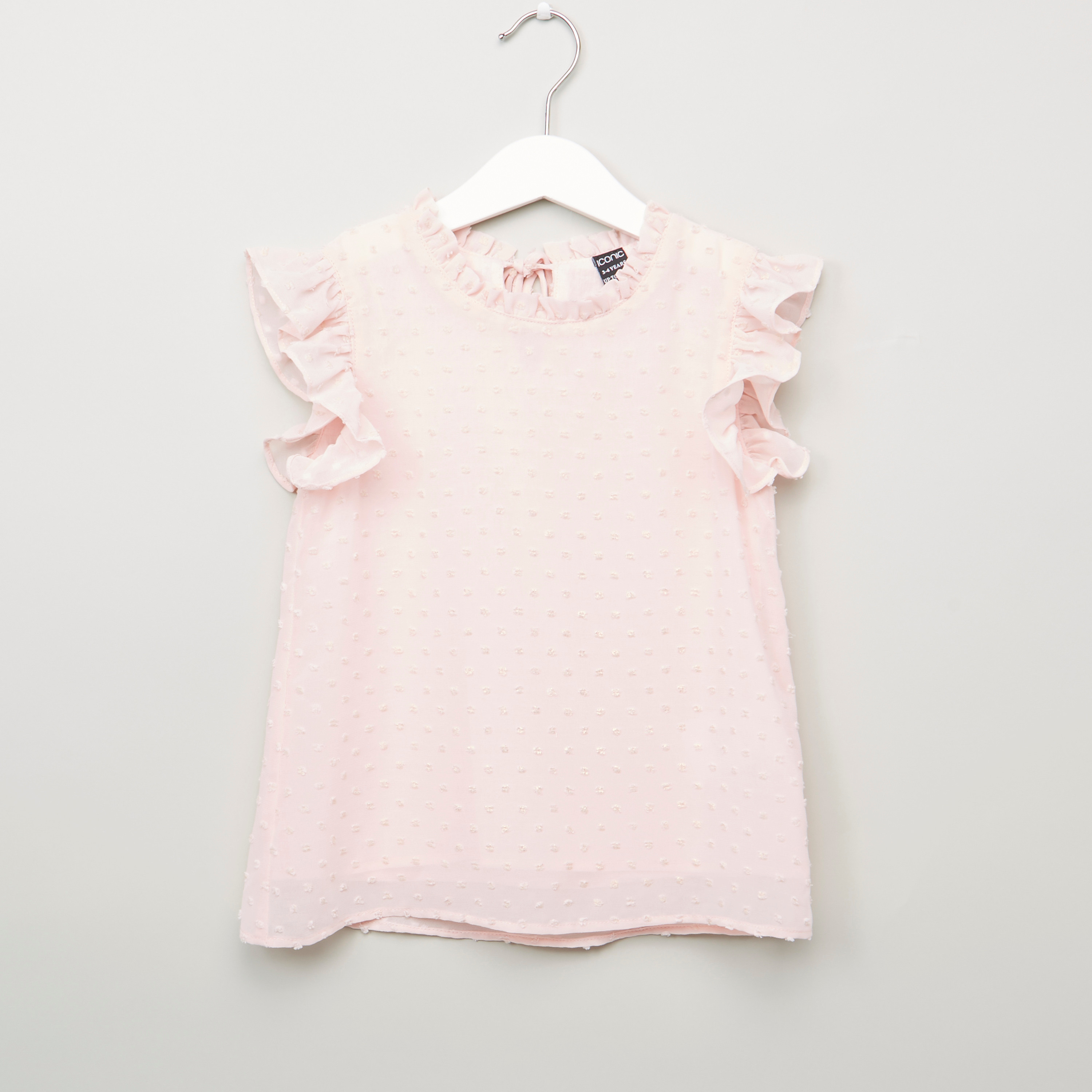 Iconic Textured Top with Ruffle Detail and Tie-Ups-girls-clothing-blousesandshirts-image-1
