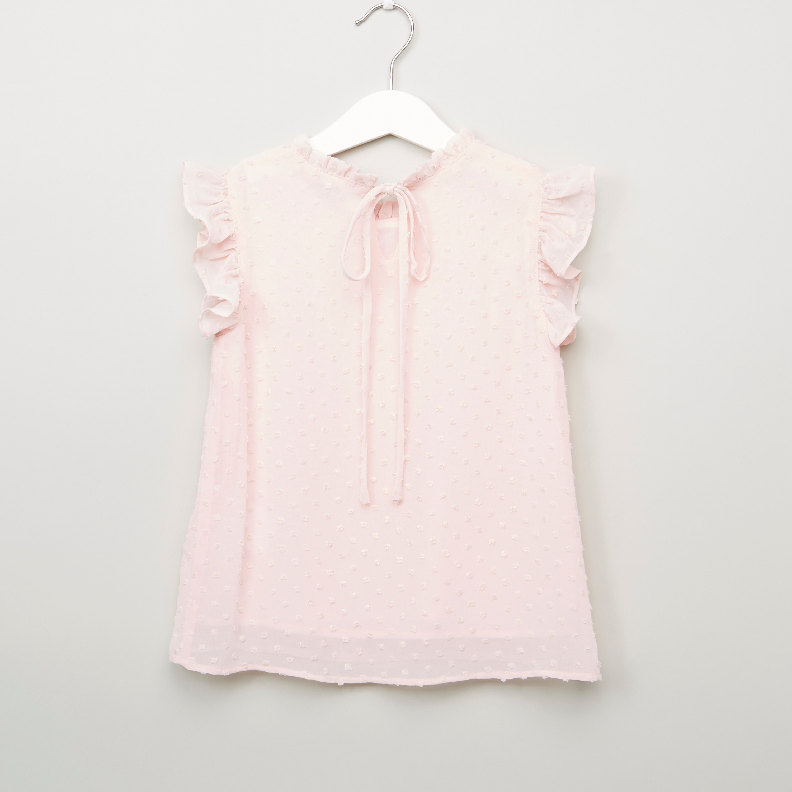 بلوزة بارزة الملمس بتفاصيل كشكش وأربطة من آيكونيك-girls-clothing-blousesandshirts-image-3