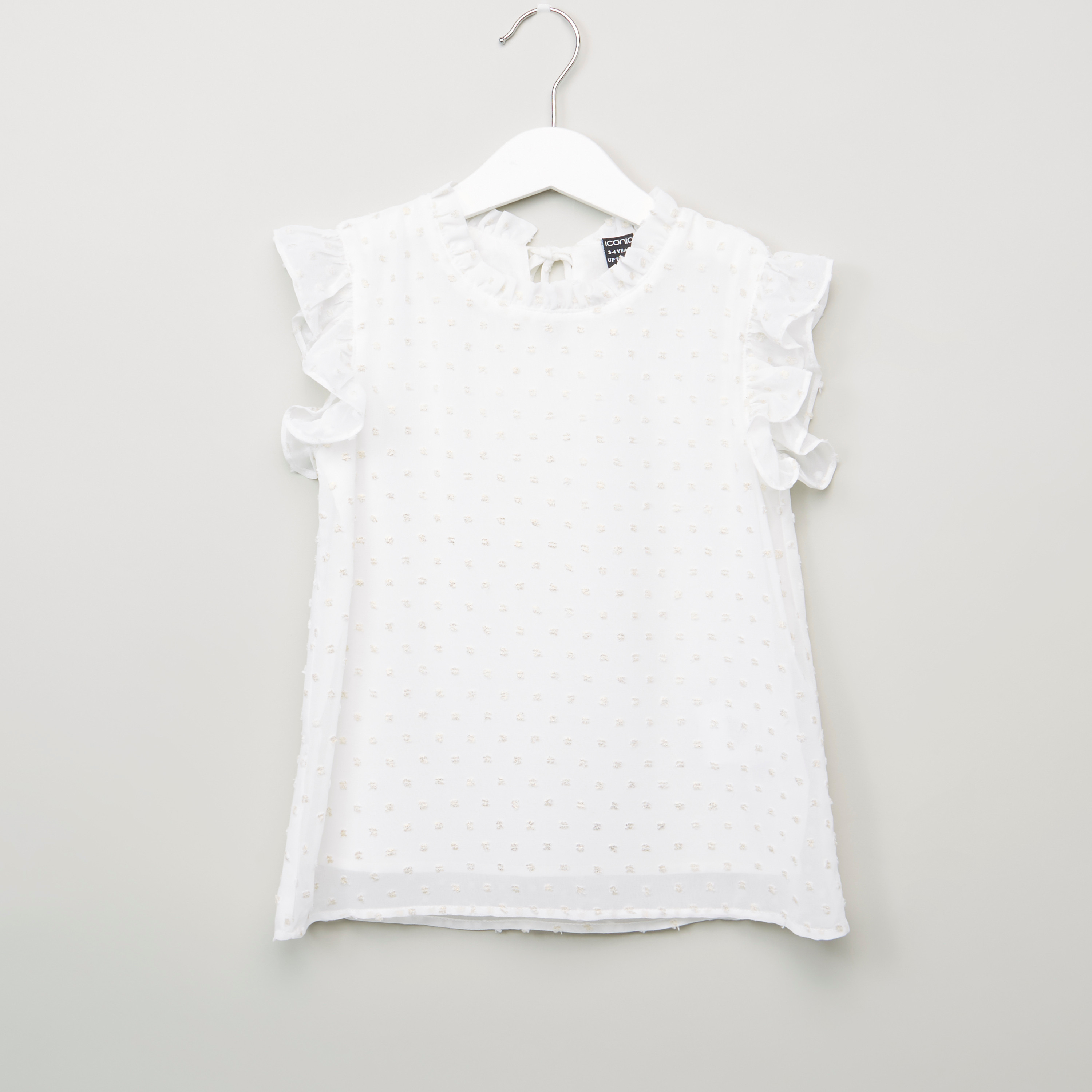 بلوزة بارزة الملمس بتفاصيل كشكش وأربطة من آيكونيك-girls-clothing-blousesandshirts-image-5