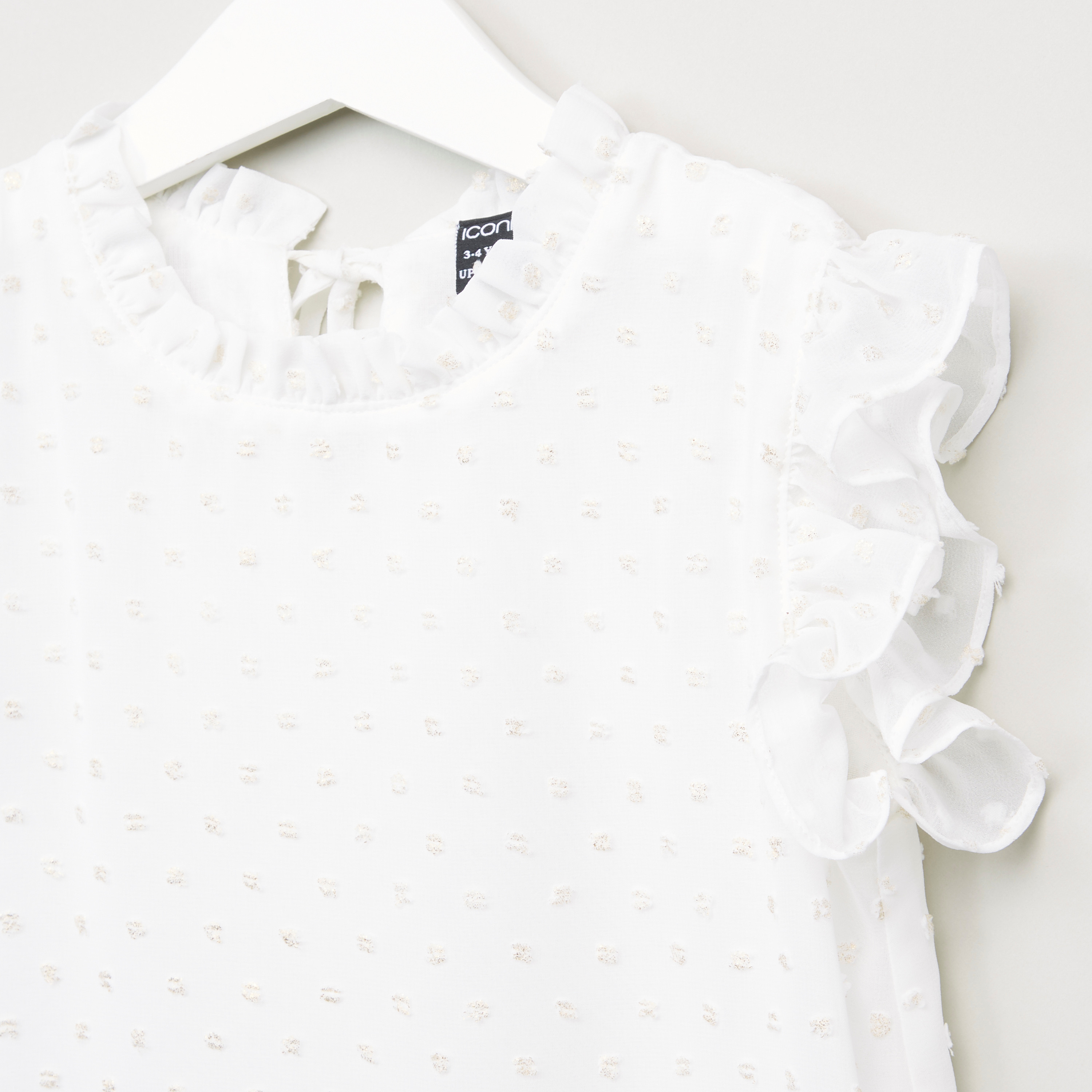 بلوزة بارزة الملمس بتفاصيل كشكش وأربطة من آيكونيك-girls-clothing-blousesandshirts-image-6