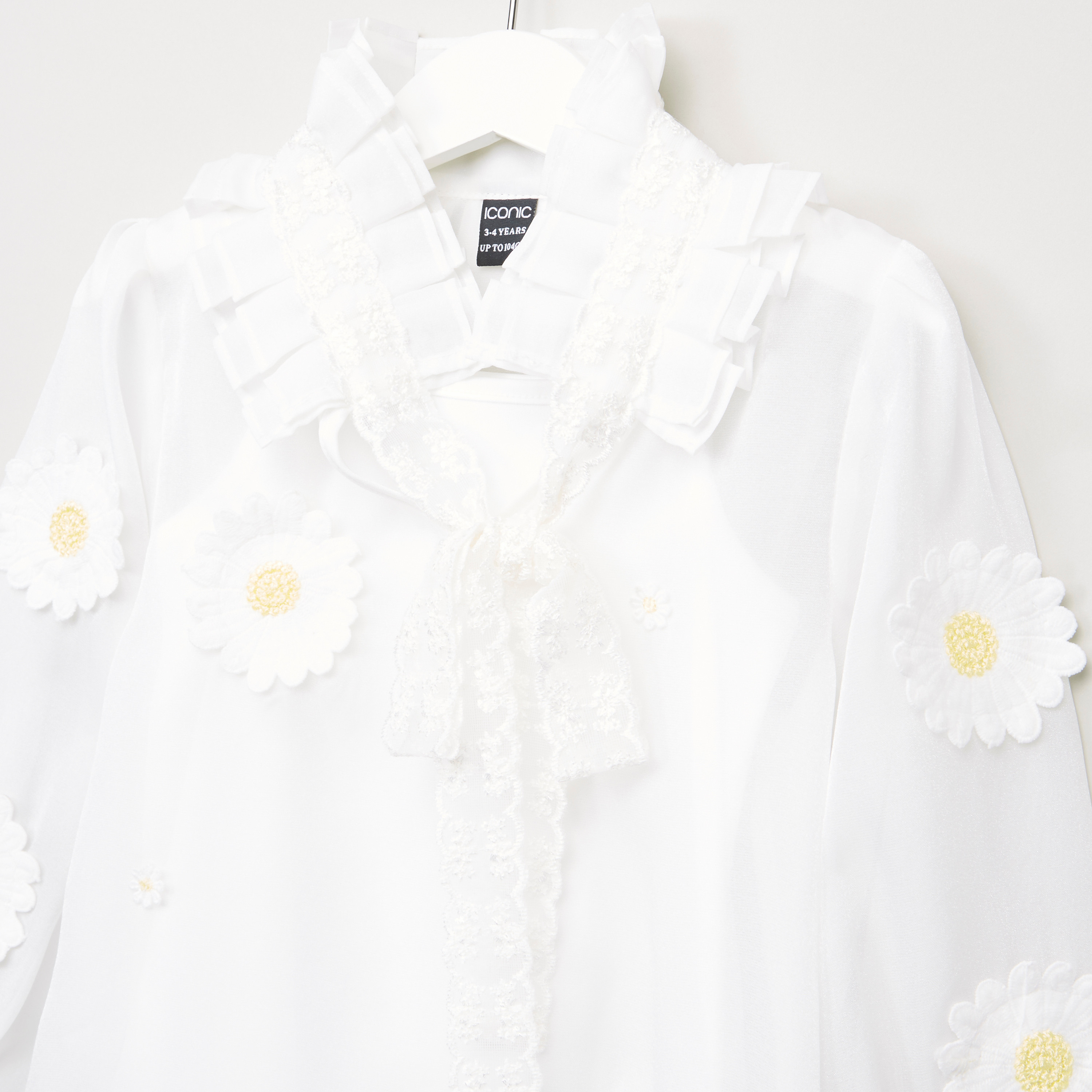 Iconic Lace Top with Floral Appliques and Long Sleeves-girls-clothing-schoolwear-tshirts-image-2