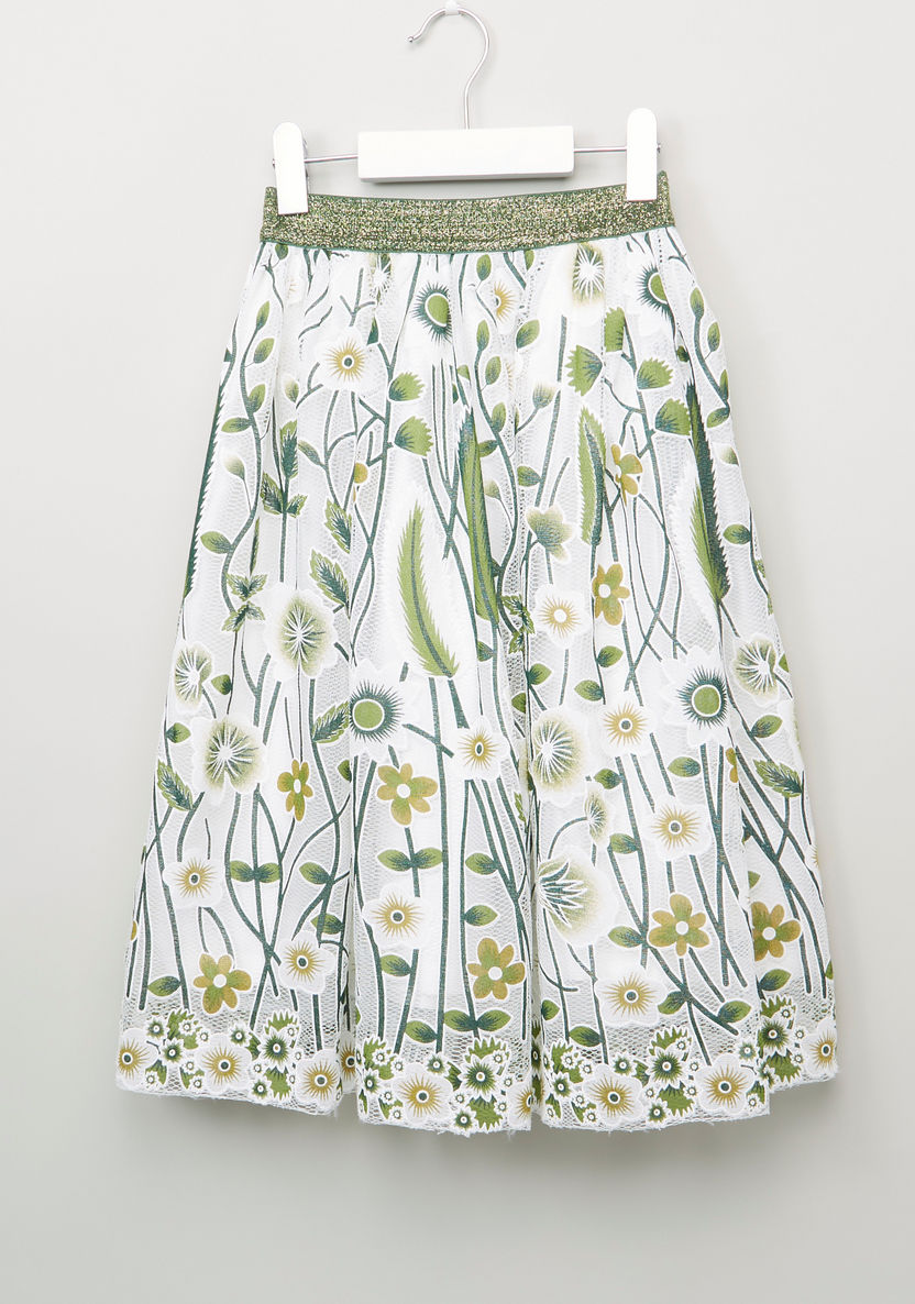 Iconic Floral Printed Skirt with Elasticised Waistband-Skirts-image-0