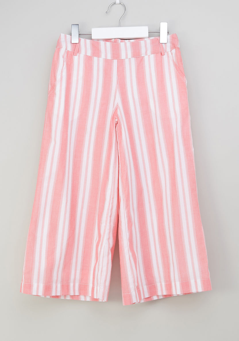 Iconic Striped Culottes with Pocket Detail and Zip Closure-Jeans and Jeggings-image-0
