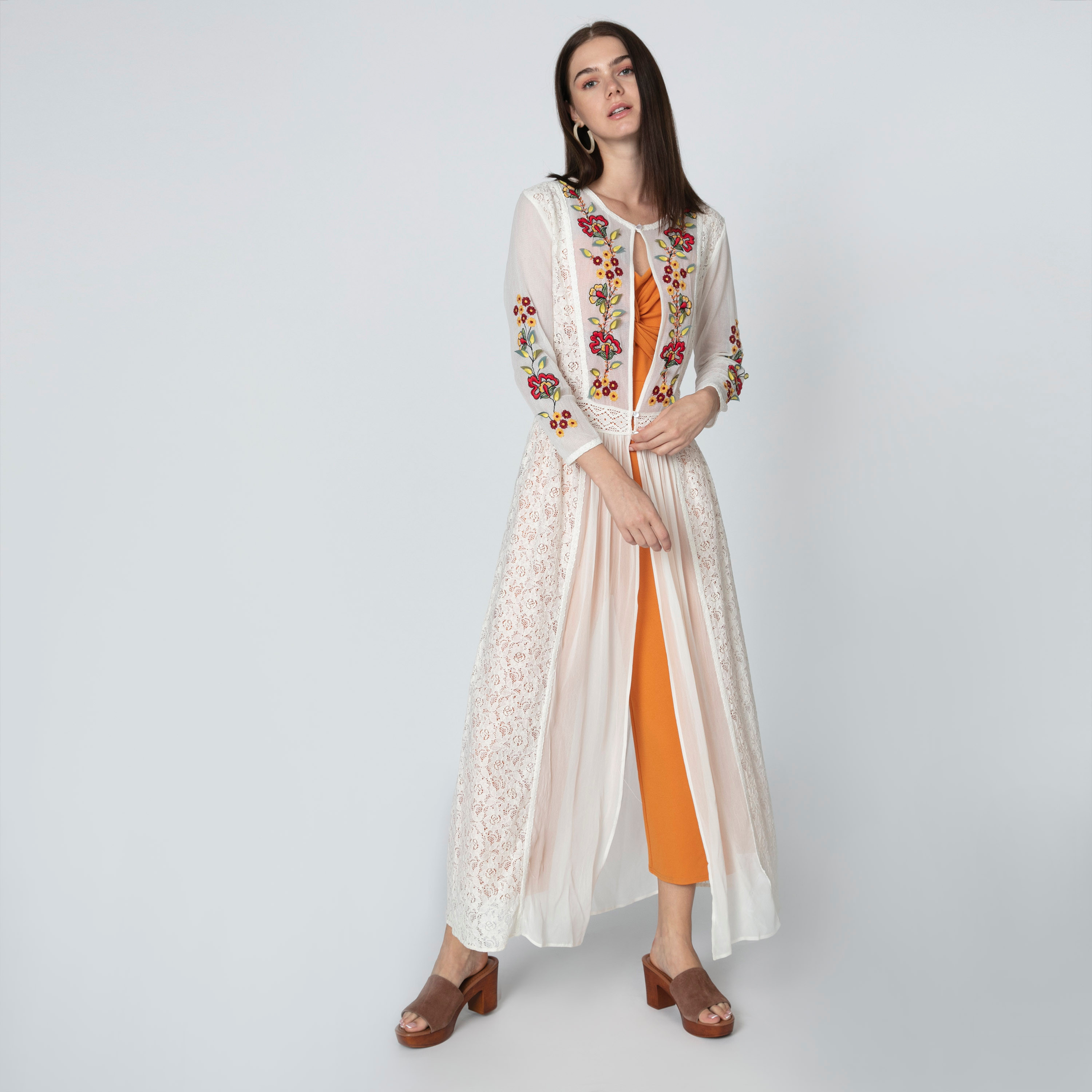 Iconic Embroidered Longline Jacket with 3/4 Sleeves and Button Closure-women-winterwear-coatsandjackets-jackets-image-4