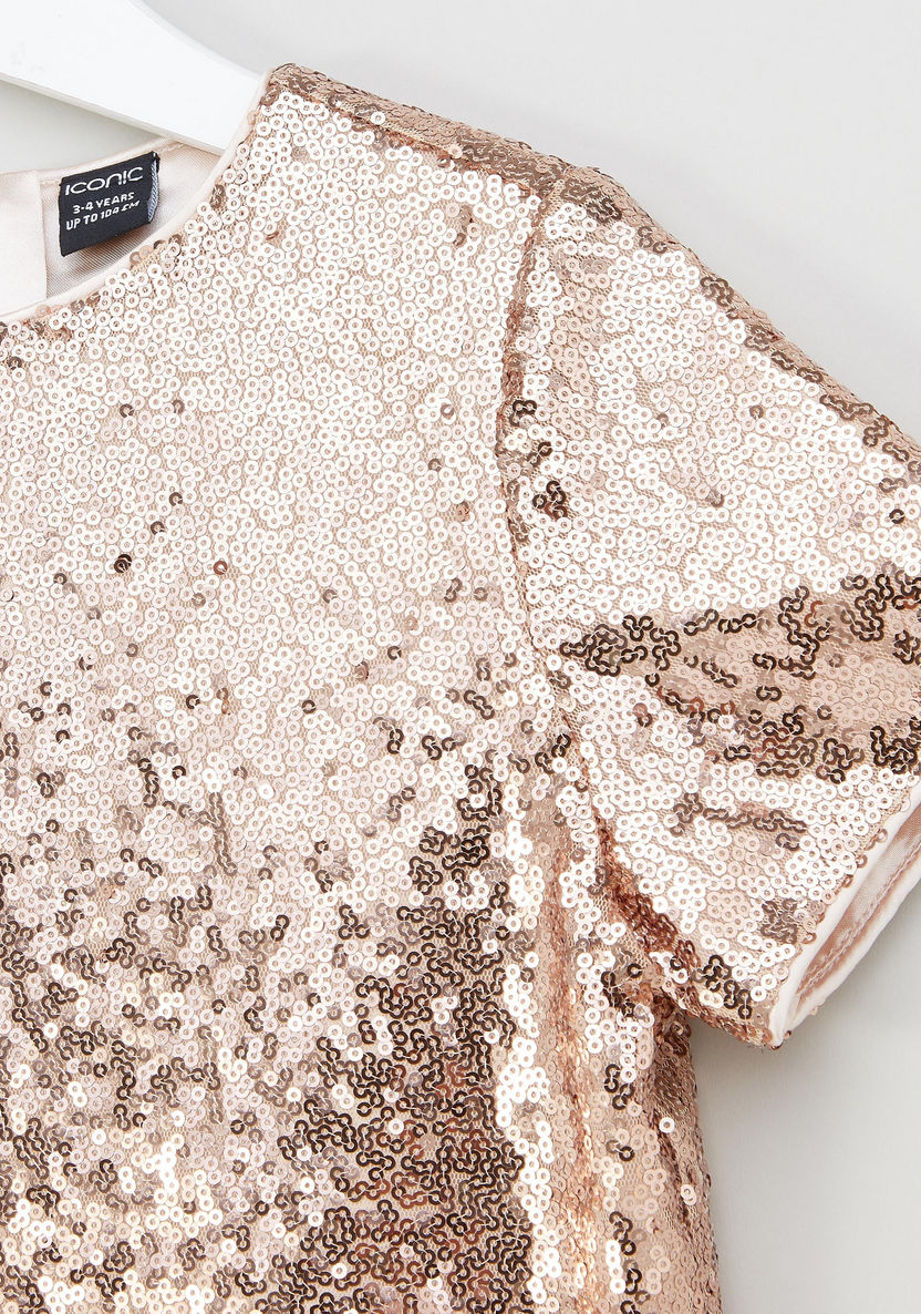 Iconic Sequinned Boxy Top with Short Sleeves-T Shirts-image-1