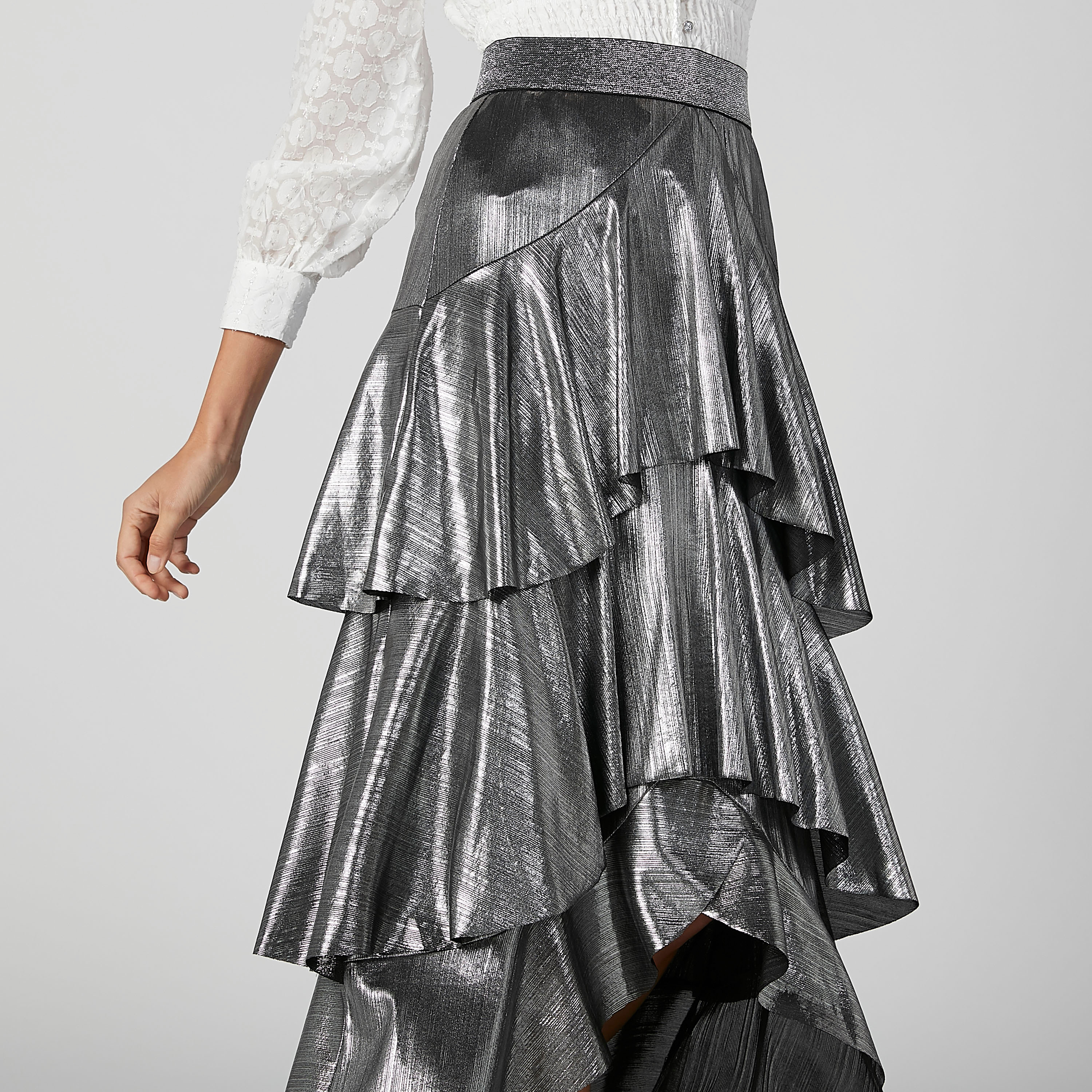 Iconic Metallic Skirt with Asymmetric Hem-women-clothing-bottoms-skirts-image-4