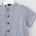 Iconic Striped Shirt with Mandarin Collar and Short Sleeves-Shirts-thumbnail-1