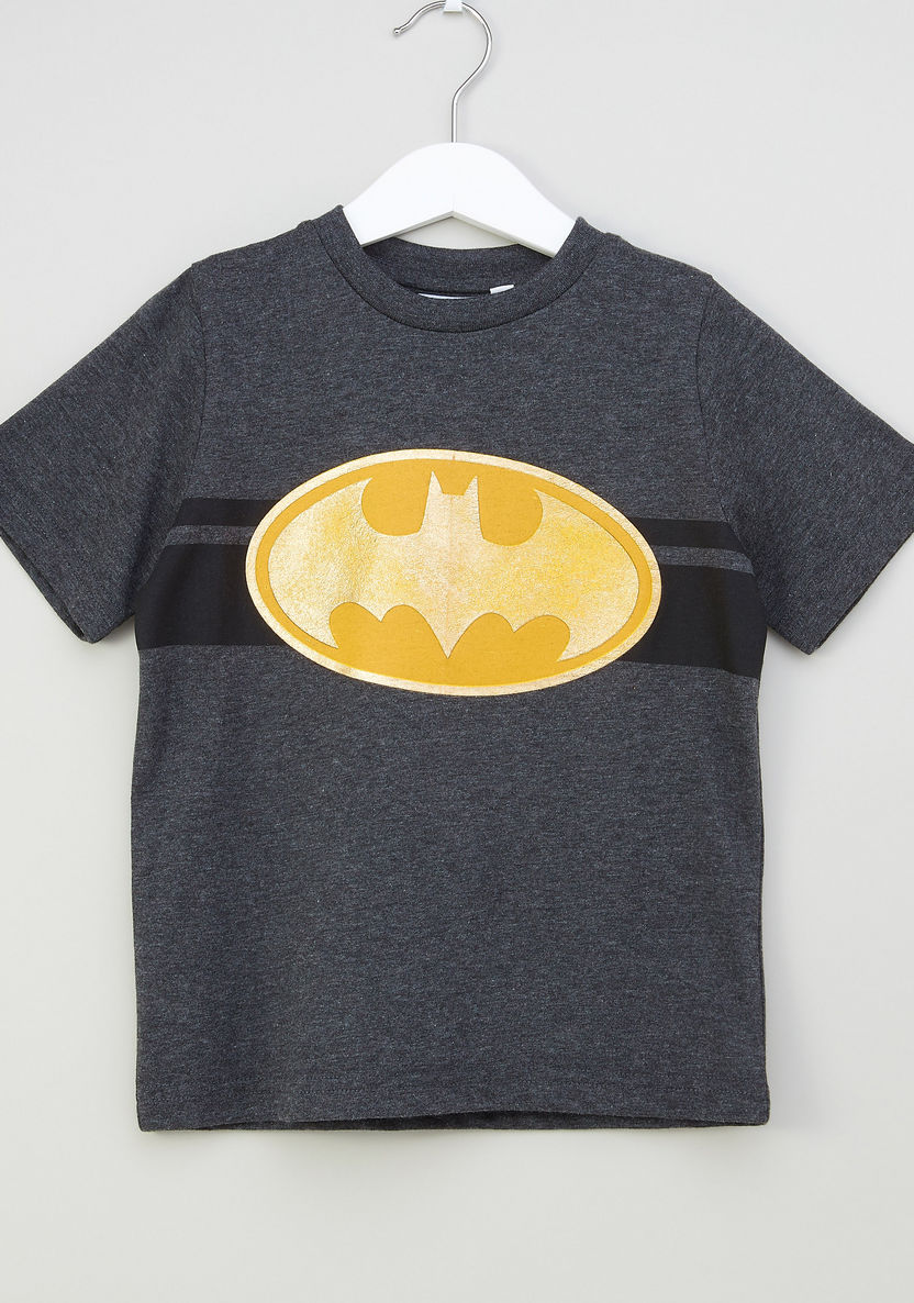 Iconic Batman Printed T-shirt with Round Neck and Short Sleeves-T Shirts-image-0