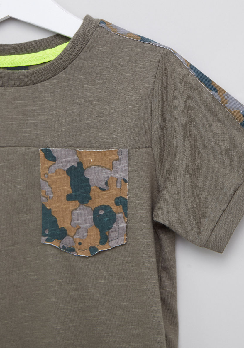 Iconic Camouflage Printed T-shirt with Pocket Detail-T Shirts-image-1