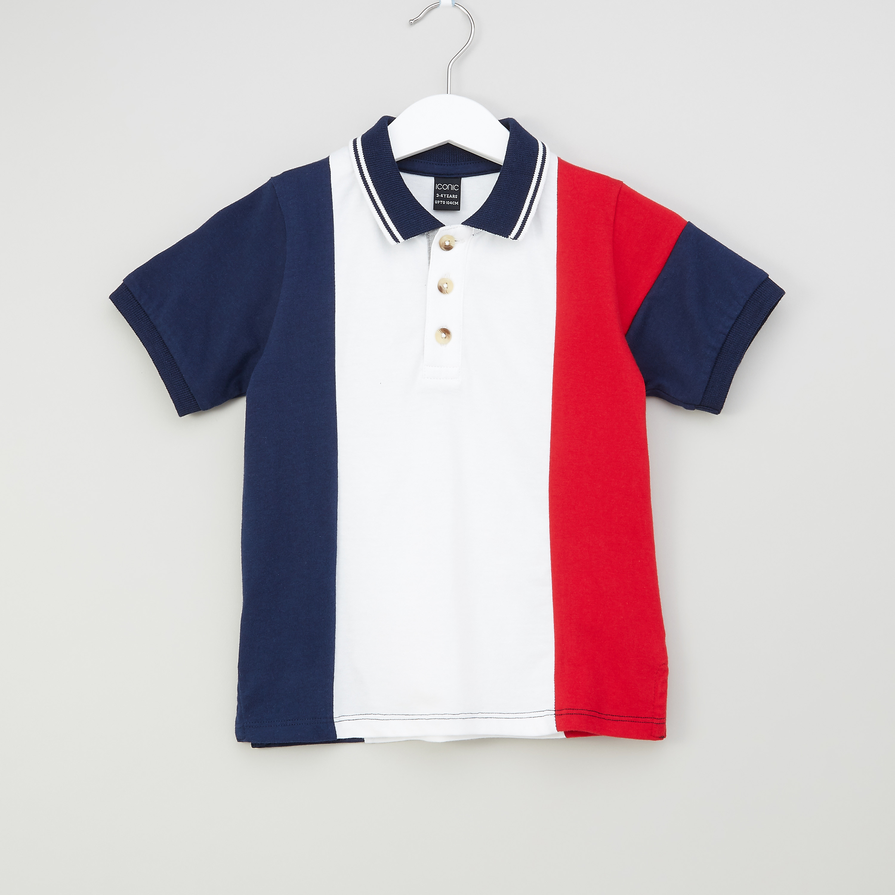 تيشيرت بتصاميم مغايرة وياقة بولو وأكمام قصيرة من أيكونيك-boys-clothing-tshirtsandpolos-image-1