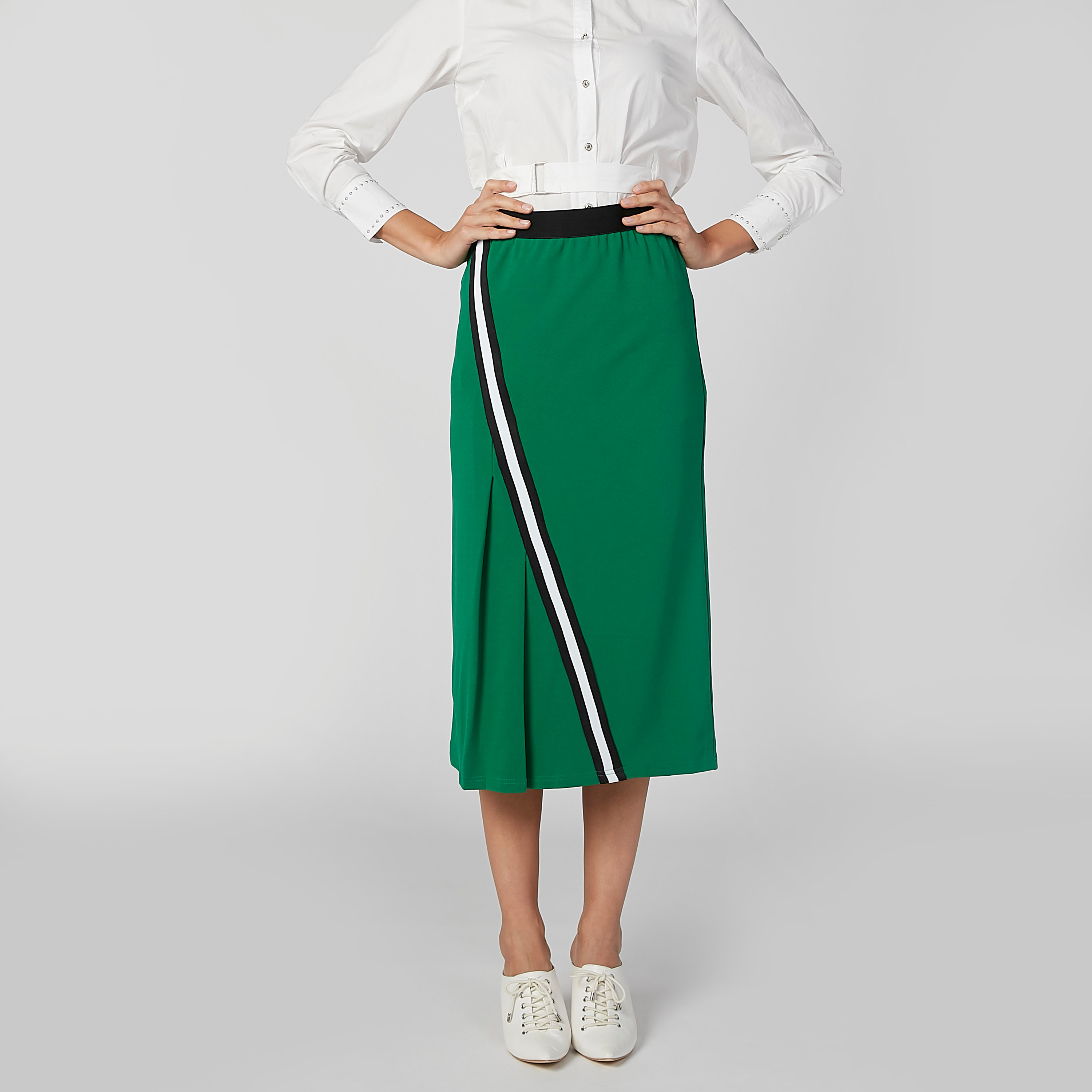 Iconic Striped Detail Midi Shift Skirt with Elasticised Waistband-women-clothing-bottoms-skirts-image-1