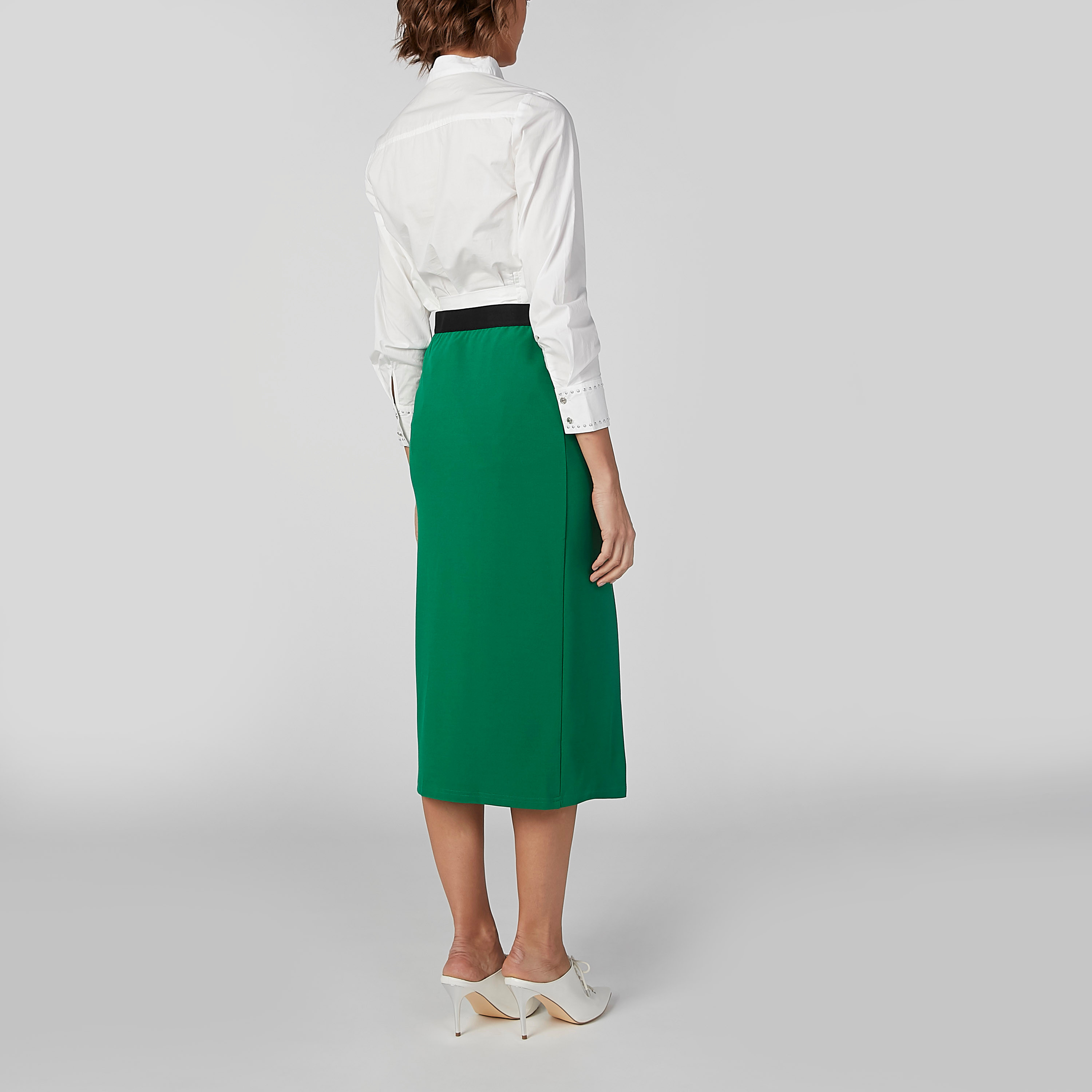 تنورة واسعة متوسطة الطول ومقلّمة بخصر مطّاطي من آيكونيك-women-clothing-bottoms-skirts-image-3