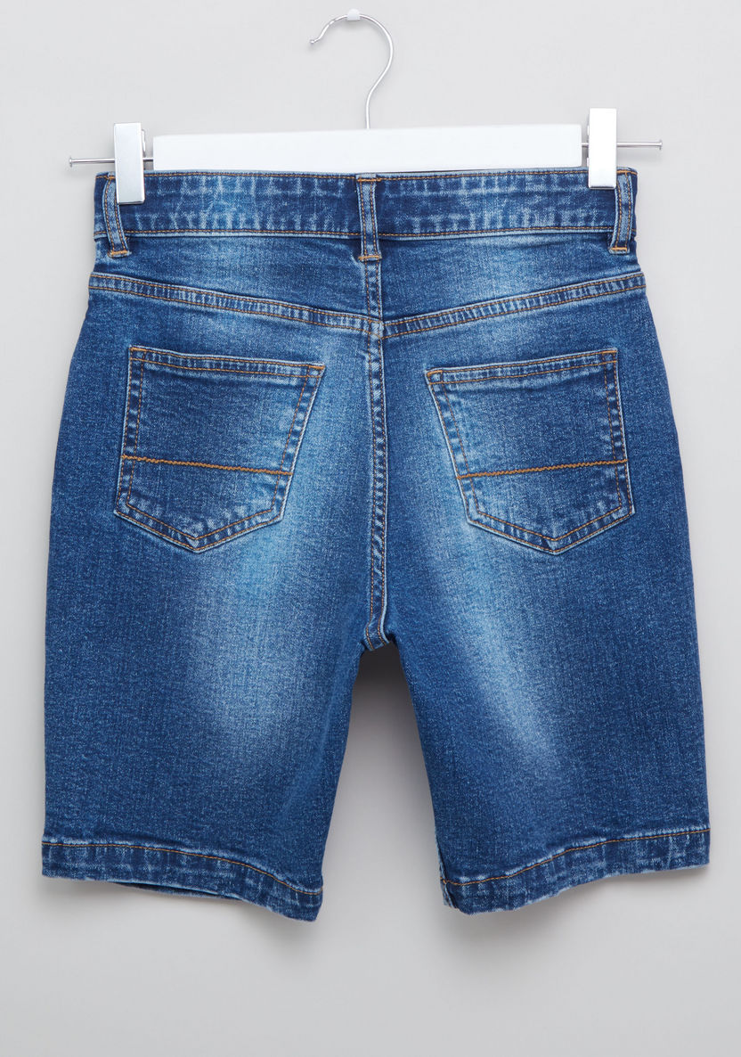 Iconic Distressed Denim Shorts with Pocket Detail-Pants-image-2