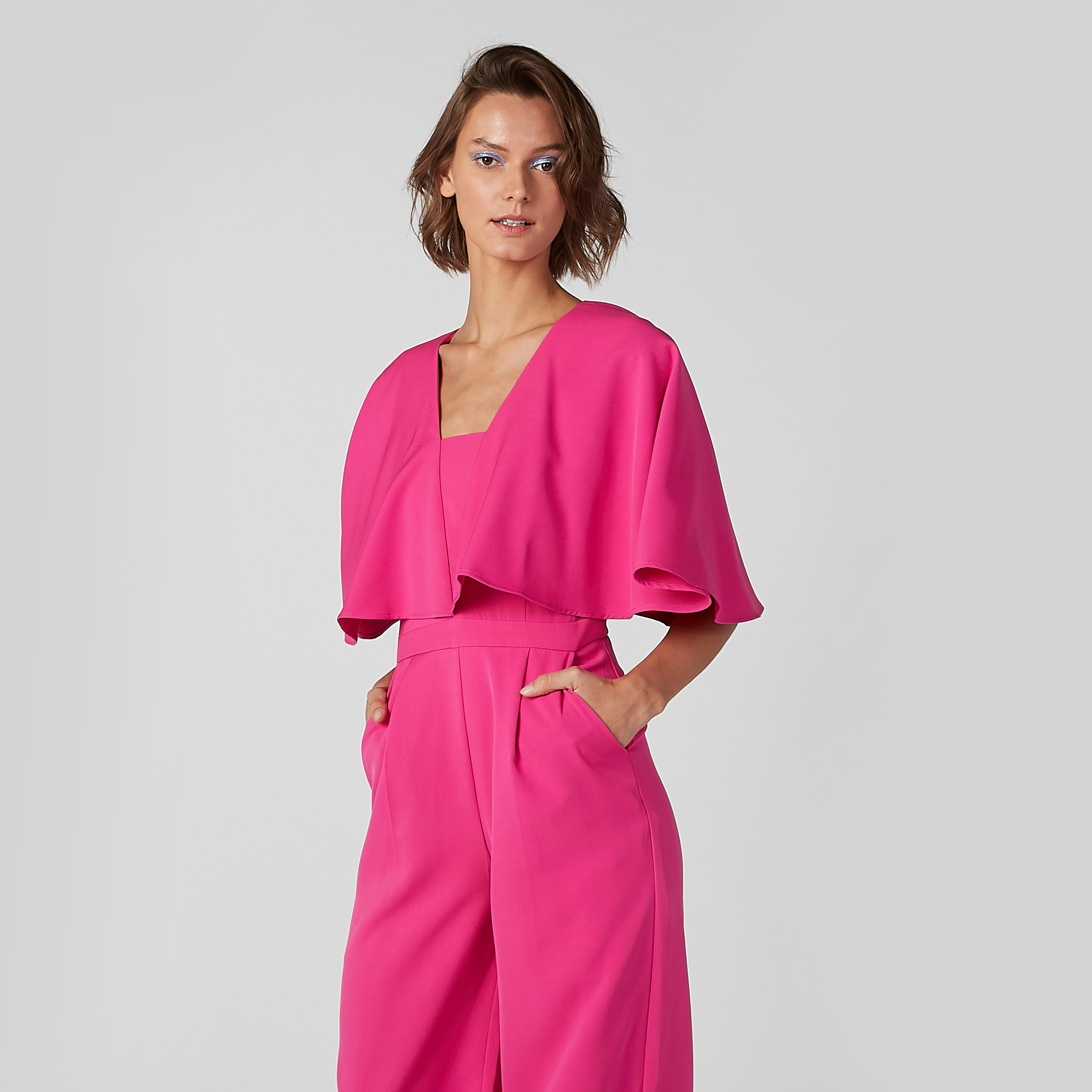 Iconic Plain Jumpsuit with Cape and Pocket Detail-women-clothing-jumpsuits-image-2