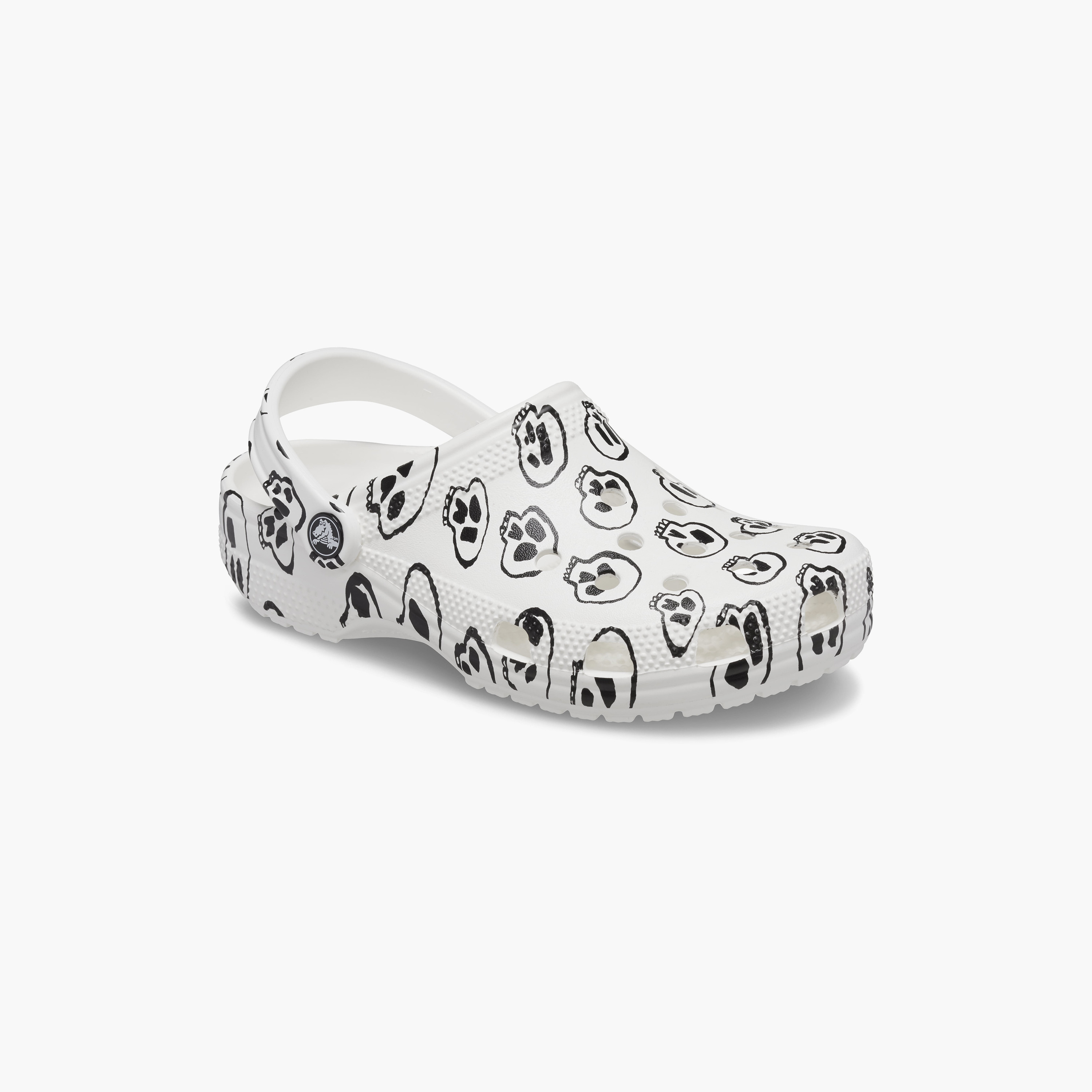 Crocs Unisex Classic Skull Print Cut Out Detail Clogs with Back Strap | 208993-103-women-shoes-sandals-flats-image-2