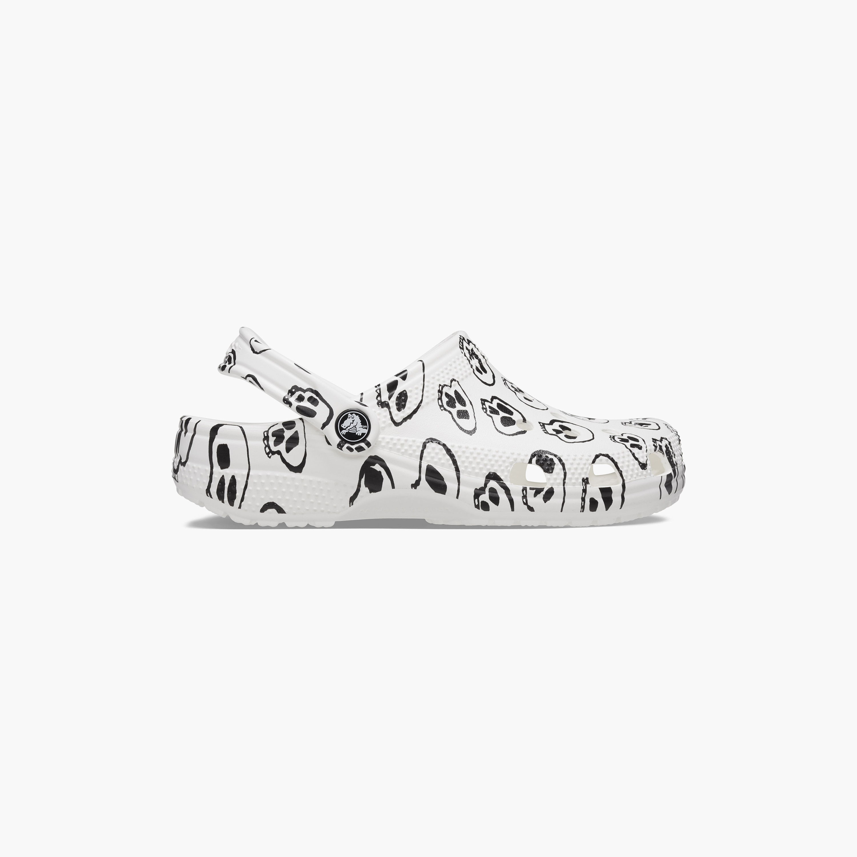 Crocs Unisex Classic Skull Print Cut Out Detail Clogs with Back Strap | 208993-103-women-shoes-sandals-flats-image-3