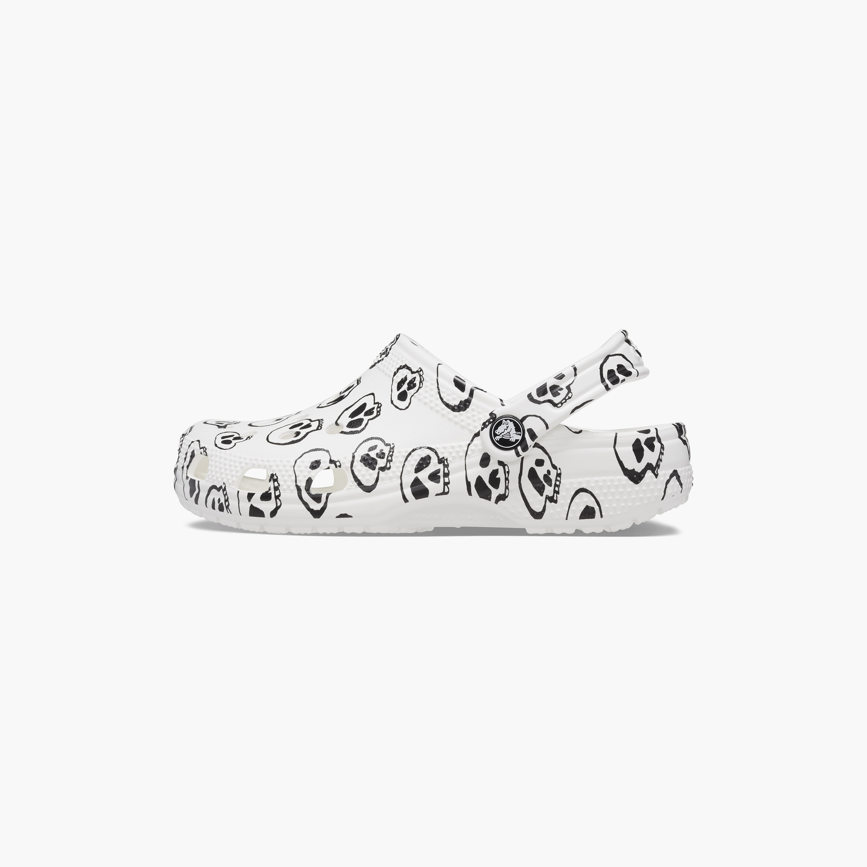 Crocs Unisex Classic Skull Print Cut Out Detail Clogs with Back Strap | 208993-103-women-shoes-sandals-flats-image-4