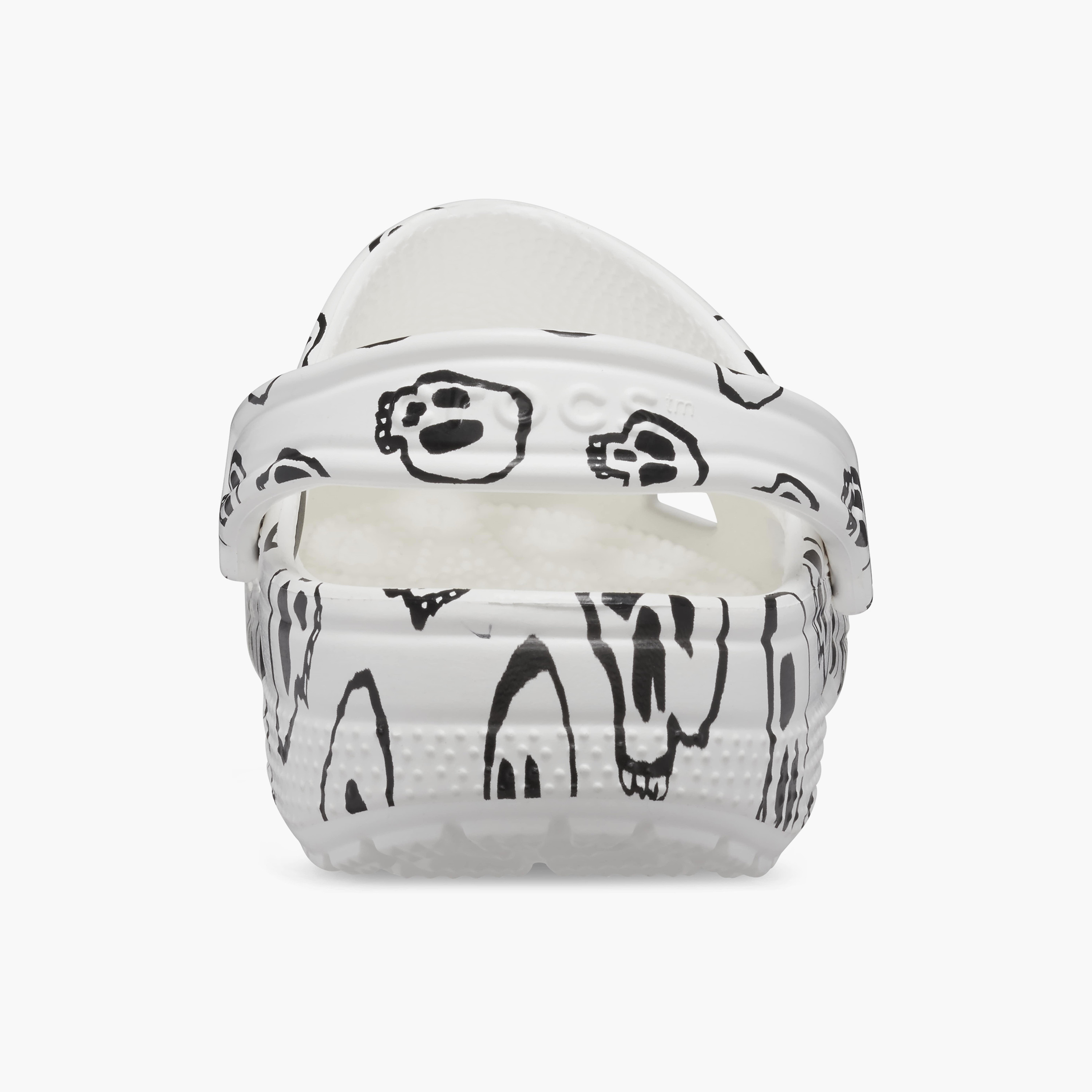 Crocs Unisex Classic Skull Print Cut Out Detail Clogs with Back Strap | 208993-103-women-shoes-sandals-flats-image-6