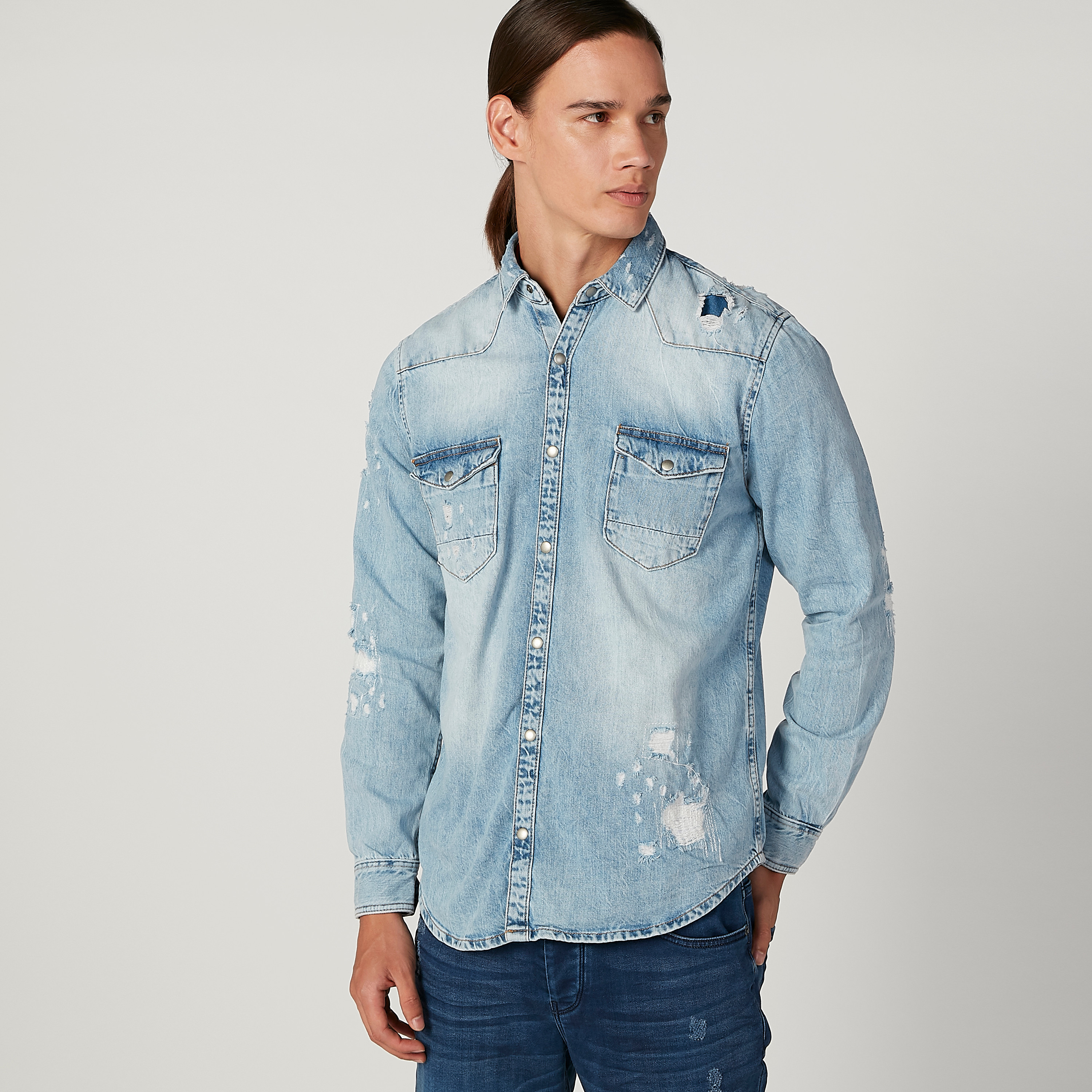 Men's distressed deals denim jacket