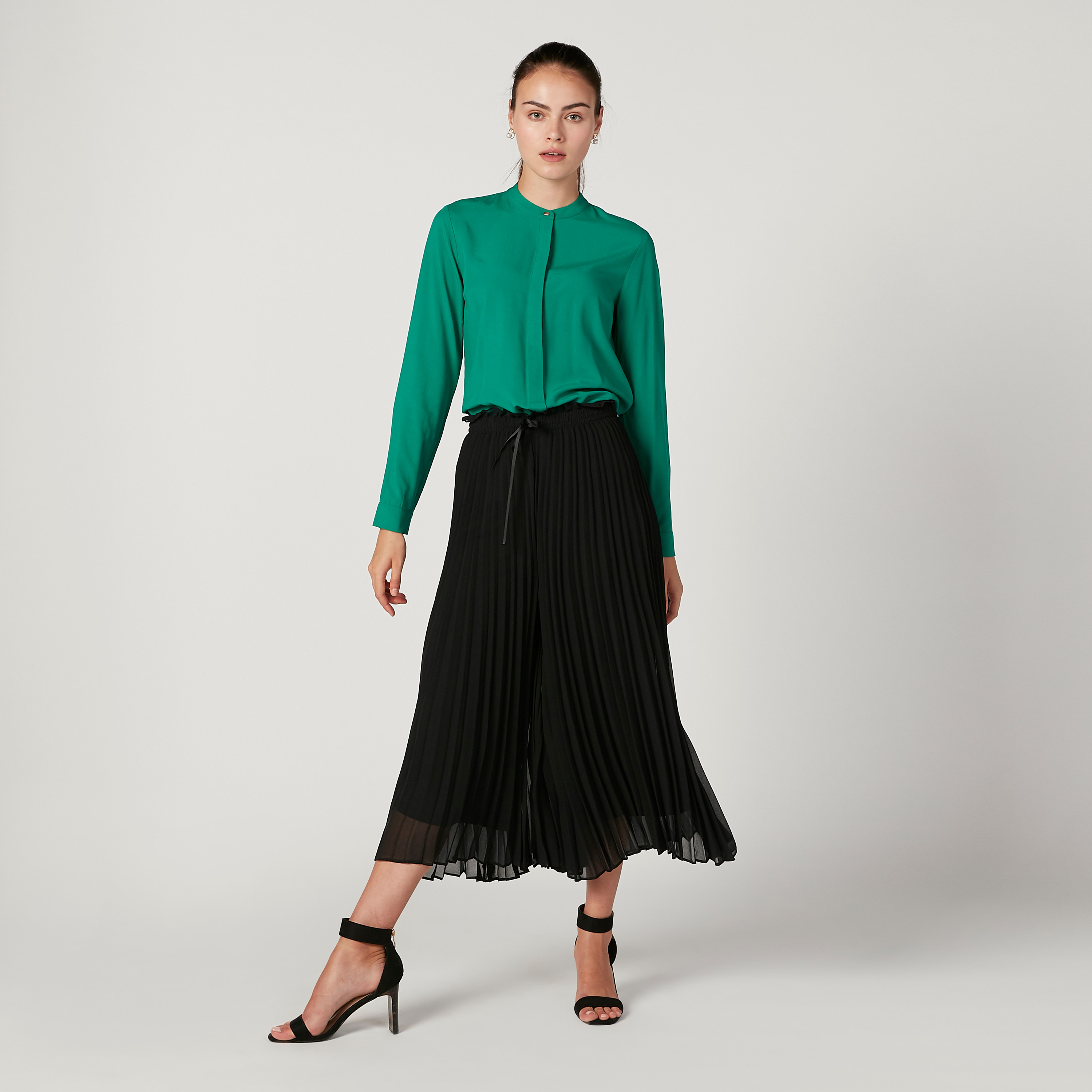 Iconic Plain Top with Mandarin Collar and Long Sleeves-women-clothing-shirtsandblouses-blouses-image-2