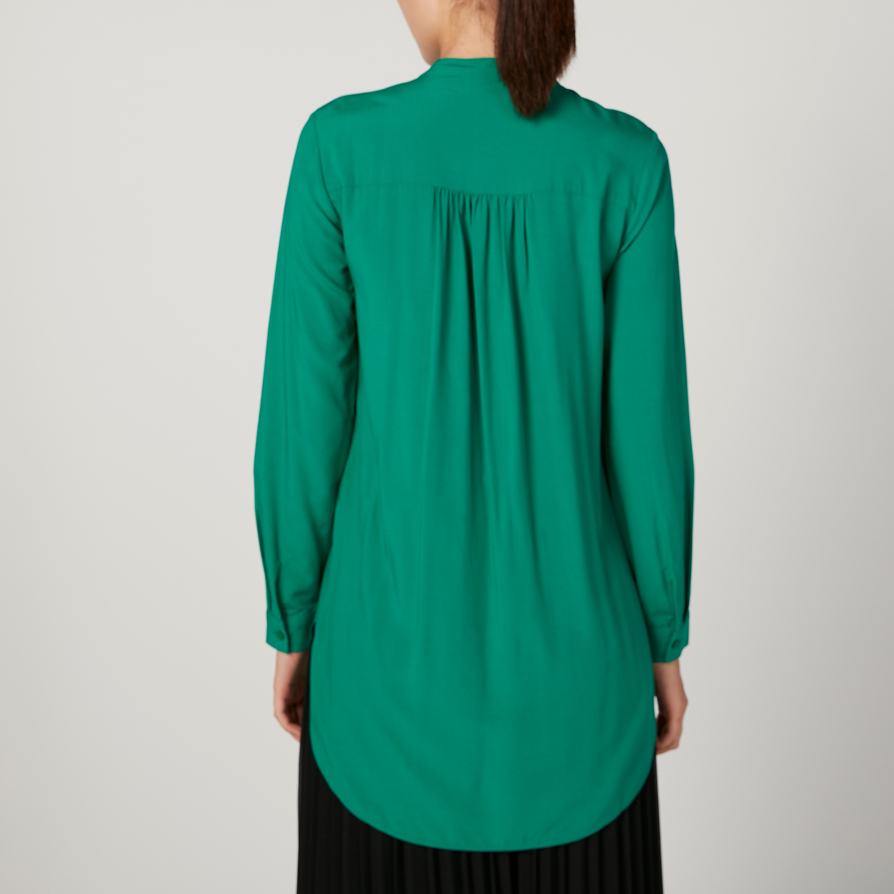 Iconic Plain Top with Mandarin Collar and Long Sleeves-women-clothing-shirtsandblouses-blouses-image-4