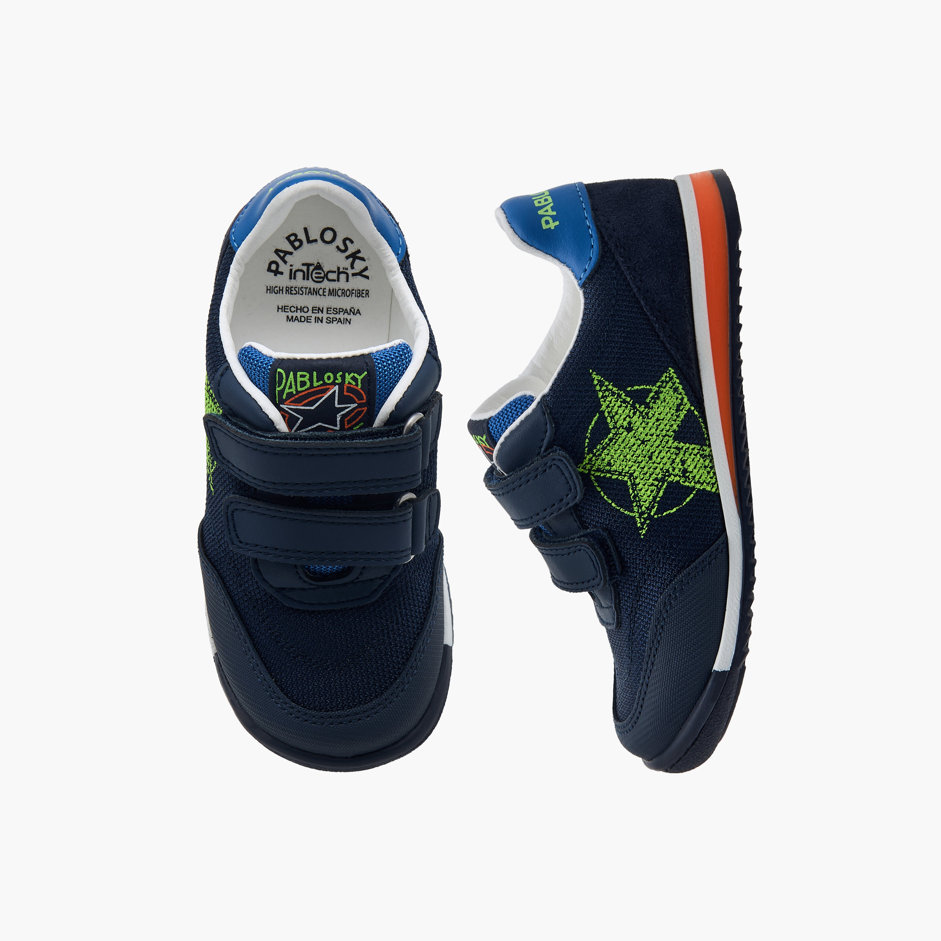 Pablosky Boys' Star Print Sneakers with Hook and Loop Closure-boys-shoes-sneakers-image-1